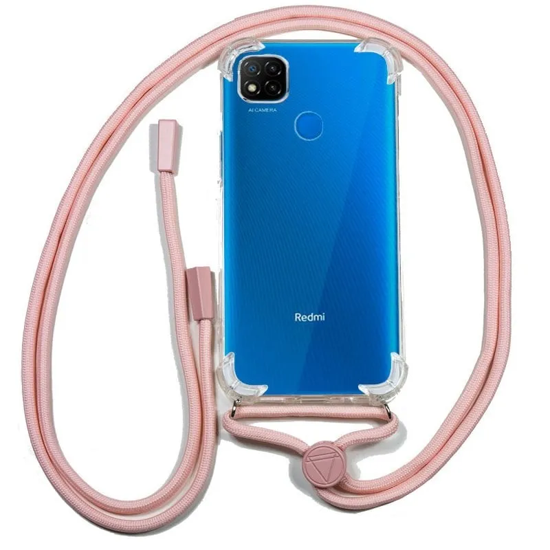 Custodia con cordino rosa freddo per Xiaomi Redmi 9C / 10A - immagine 1