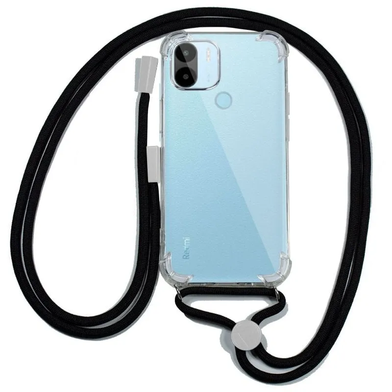 Custodia in cordoncino nero trasparente rinforzato per Xiaomi Redmi A1 Plus / A2 Plus - immagine 1