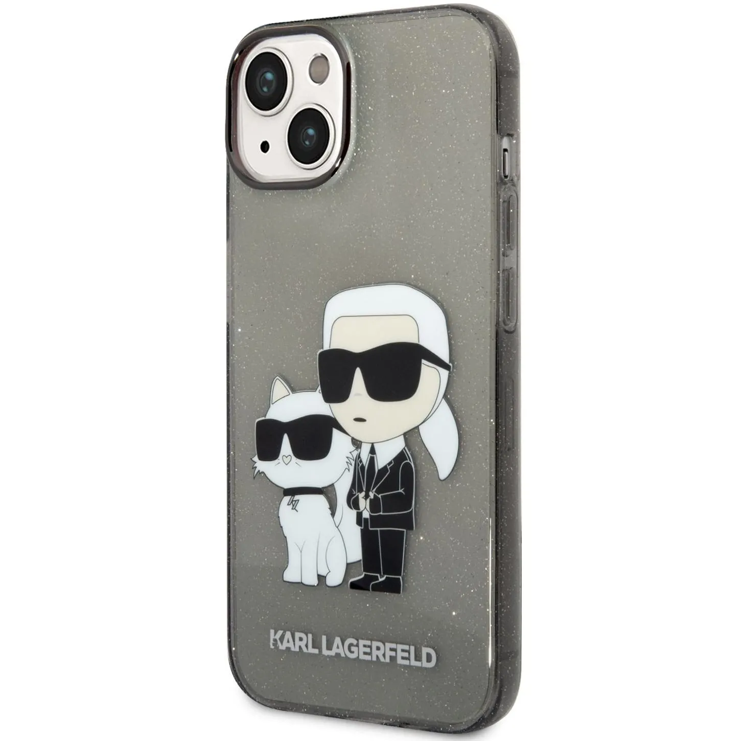 Custodia per Apple iPhone 14 Plus, Karl Lagerfeld, IML Glitter Karl and Choupette NFT, Nera - immagine 1