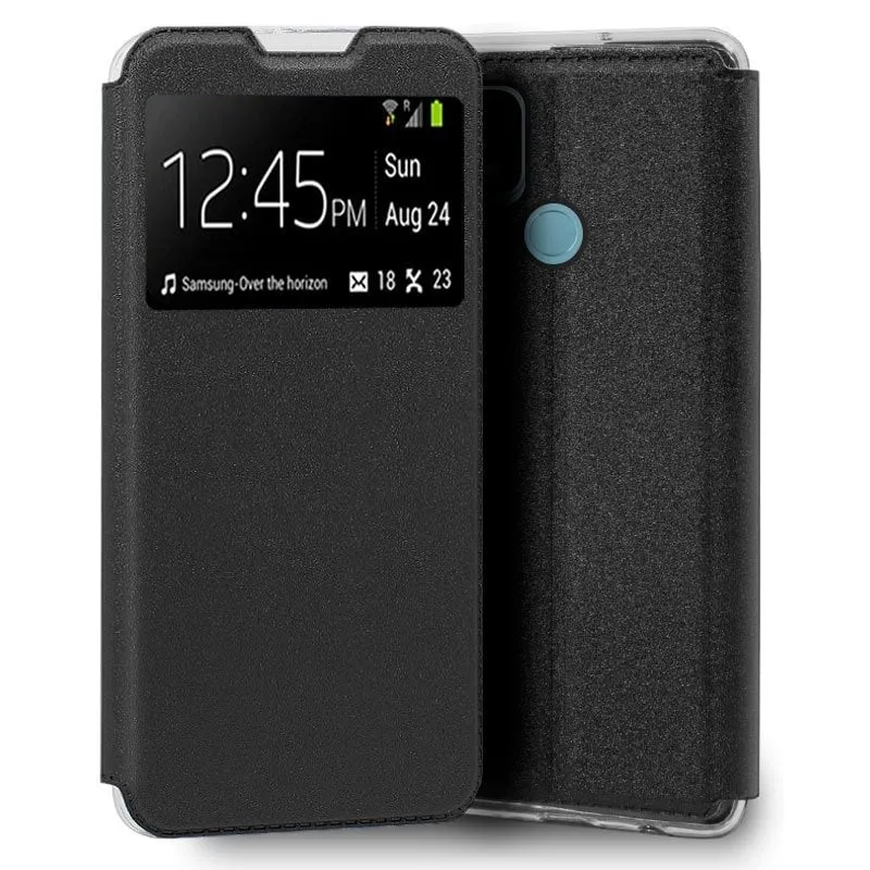 Custodia Flip Cover nera liscia e fantastica per Oppo A15 / A15s - immagine 1