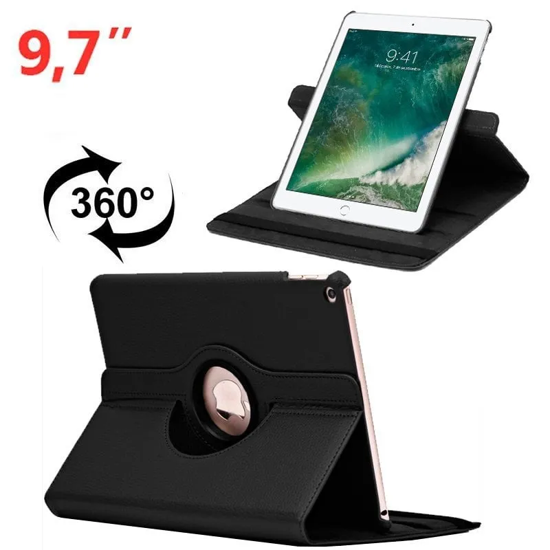 Custodia girevole in similpelle nera per iPad Air / Air 2 / Pro / iPad 2017 / iPad 2018 fino a 9,7" - immagine 1