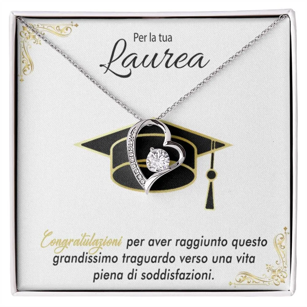 Bramart Collana Donna Regalo per Laurea Finitura in Oro, Argento Idee Regali per lei Festa Evento speciale - Cofanetto con DEDICA incluso (Argento - Laurea 2) - immagine 1