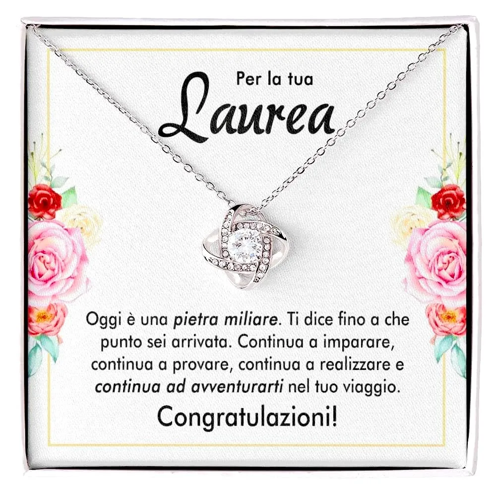 Bramart Collana Donna Regalo Laurea Finitura in Oro, Argento Idee Regali per lei Festa Evento speciale - Cofanetto con DEDICA incluso (Argento - Laurea 1) - immagine 1