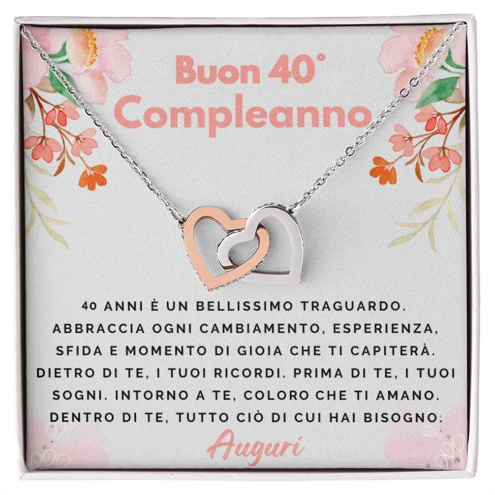 Bramart Collana Donna Compleanno 40 Anni Finitura in Oro, Argento Idee Regali per lei Festa Evento speciale - Cofanetto con DEDICA incluso (Oro - 40 Anni) - immagine 1