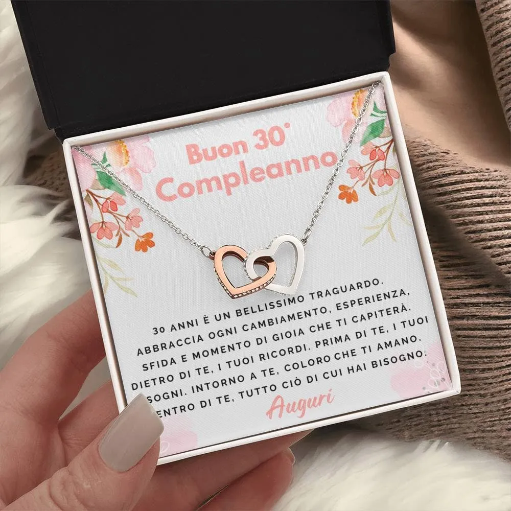 Bramart Collana Donna Compleanno 30 Anni Finitura in Oro, Argento Idee Regali per lei Festa Evento speciale - Cofanetto con DEDICA incluso (Oro - 30 Anni) - immagine 2