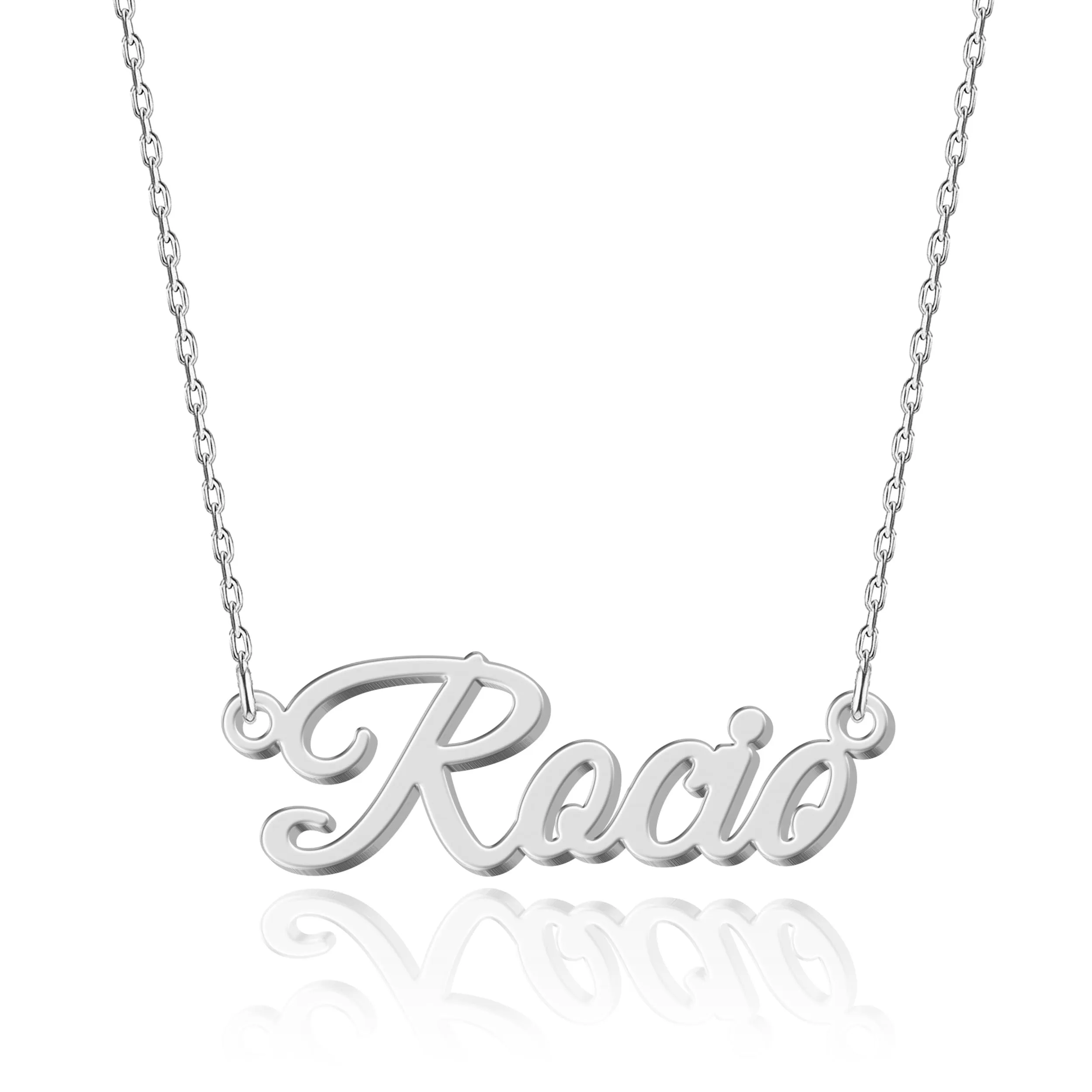 UMAGICBOX Collana in Argento Personalizzata con Nome Rocio - Pendente in Acciaio Inossidabile Inciso su Misura per Donne - Regalo per Compleanni, Anniversari, Lauree e San Valentino - immagine 1