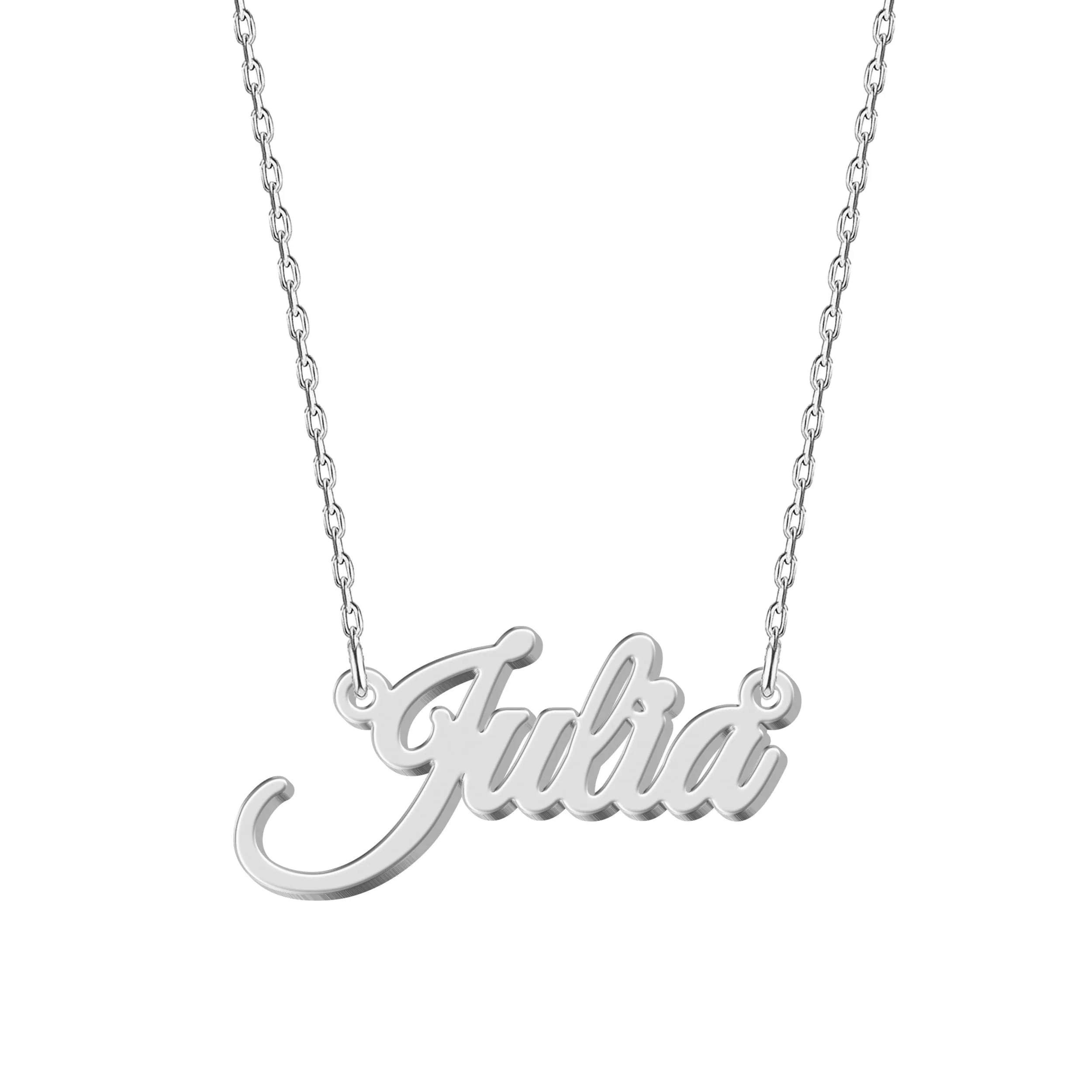 UMAGICBOX Collana in Argento Personalizzata con Nome Julia - Pendente in Acciaio Inossidabile Inciso su Misura per Donne - Regalo per Compleanni, Anniversari, Lauree e San Valentino - immagine 1