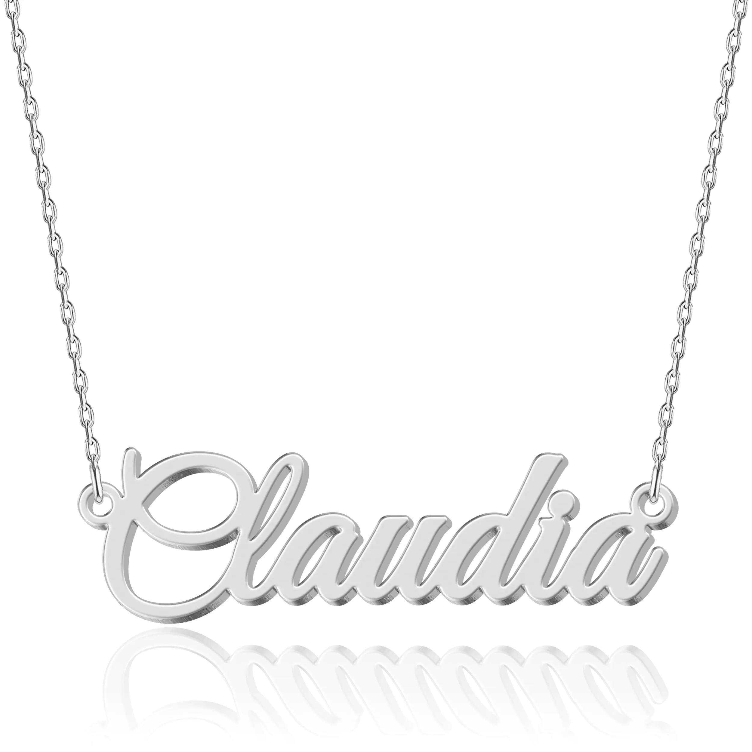 UMAGICBOX Collana in Argento Personalizzata con Nome Claudia - Pendente in Acciaio Inossidabile Inciso su Misura per Donne - Regalo per Compleanni, Anniversari, Lauree e San Valentino - immagine 1