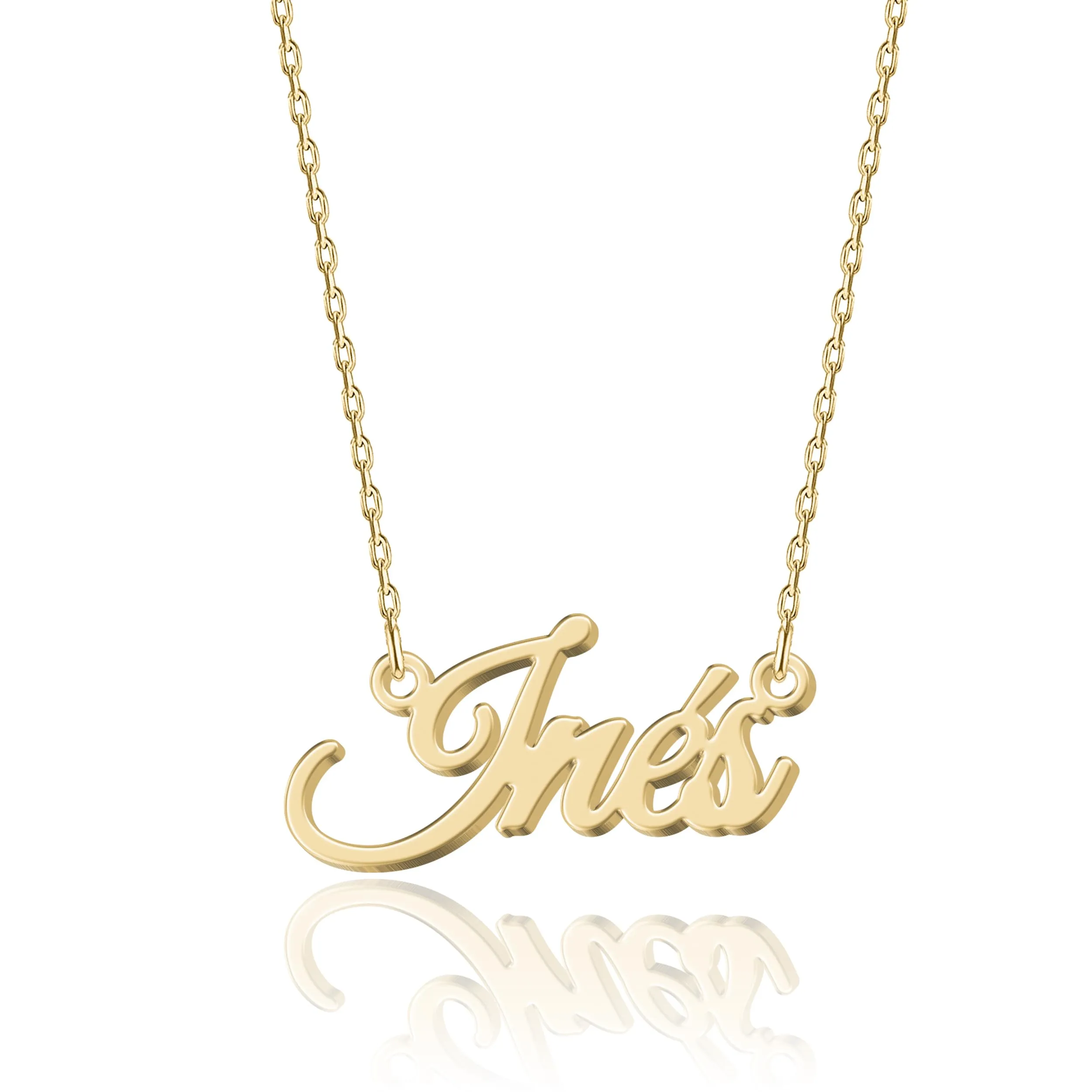 UMAGICBOX Collana Nome Personalizzata in Oro 18K Inés - Pendente Personalizzabile Inciso in Acciaio Inox per Donne - Regalo per Compleanni, Anniversari, Lauree e San Valentino - immagine 1