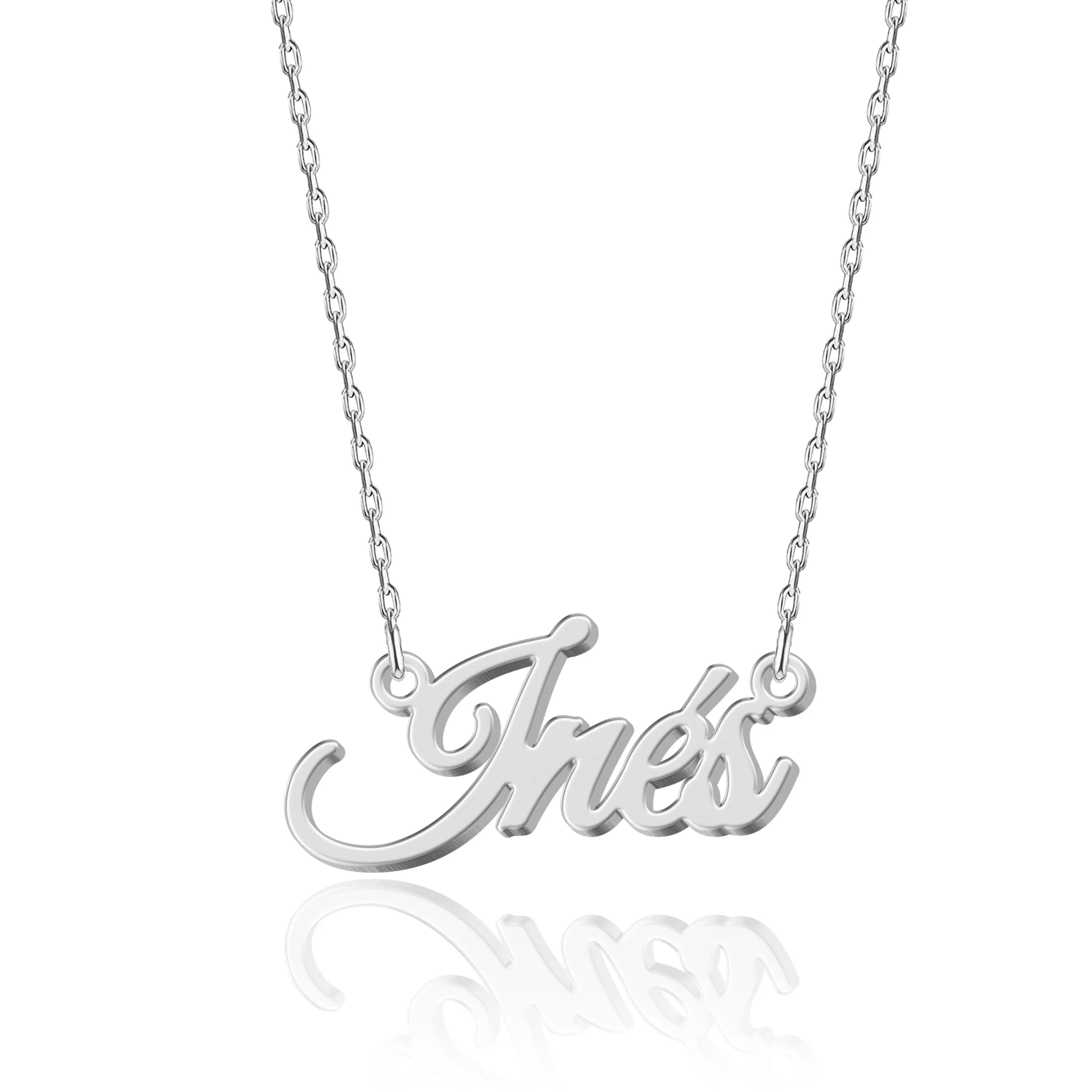 UMAGICBOX Collana in Argento Personalizzata con Nome Inés - Pendente in Acciaio Inossidabile Inciso su Misura per Donne - Regalo per Compleanni, Anniversari, Lauree e San Valentino - immagine 1