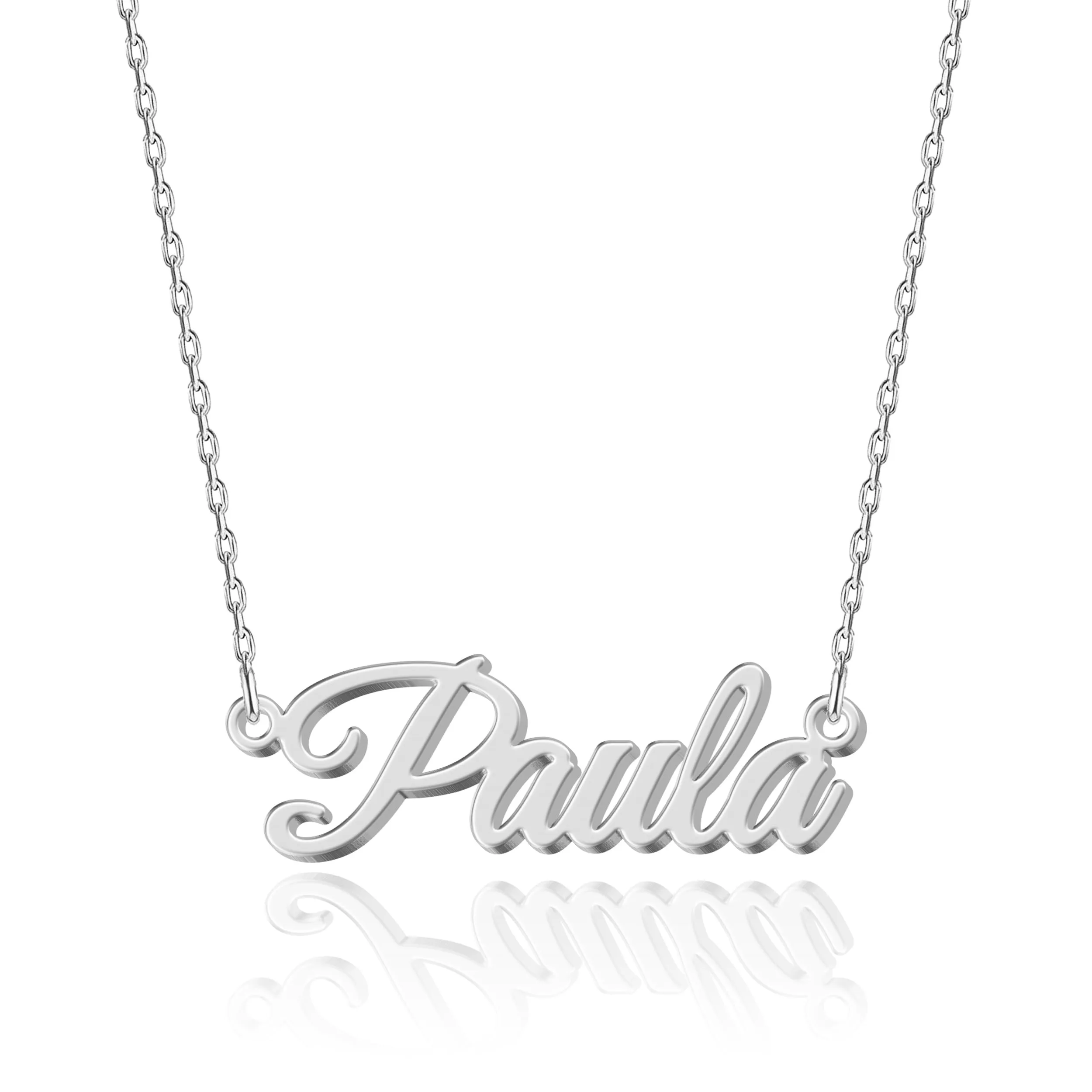 UMAGICBOX Collana in Argento Personalizzata con Nome Paula - Pendente in Acciaio Inossidabile Inciso su Misura per Donne - Regalo per Compleanni, Anniversari, Lauree e San Valentino - immagine 1