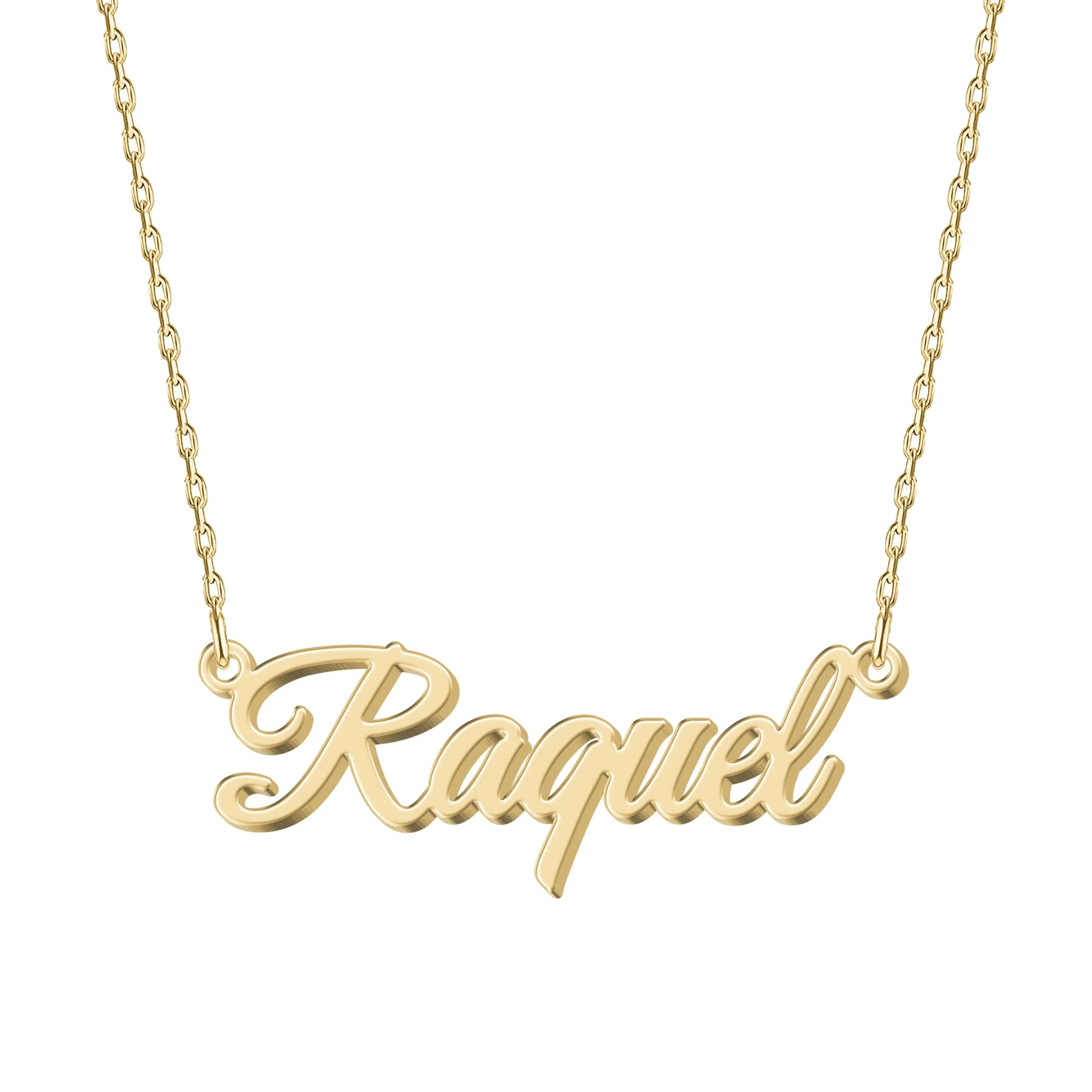 UMAGICBOX Collana Nome Personalizzata in Oro 18K Raquel - Pendente Personalizzabile Inciso in Acciaio Inox per Donne - Regalo per Compleanni, Anniversari, Lauree e San Valentino - immagine 1