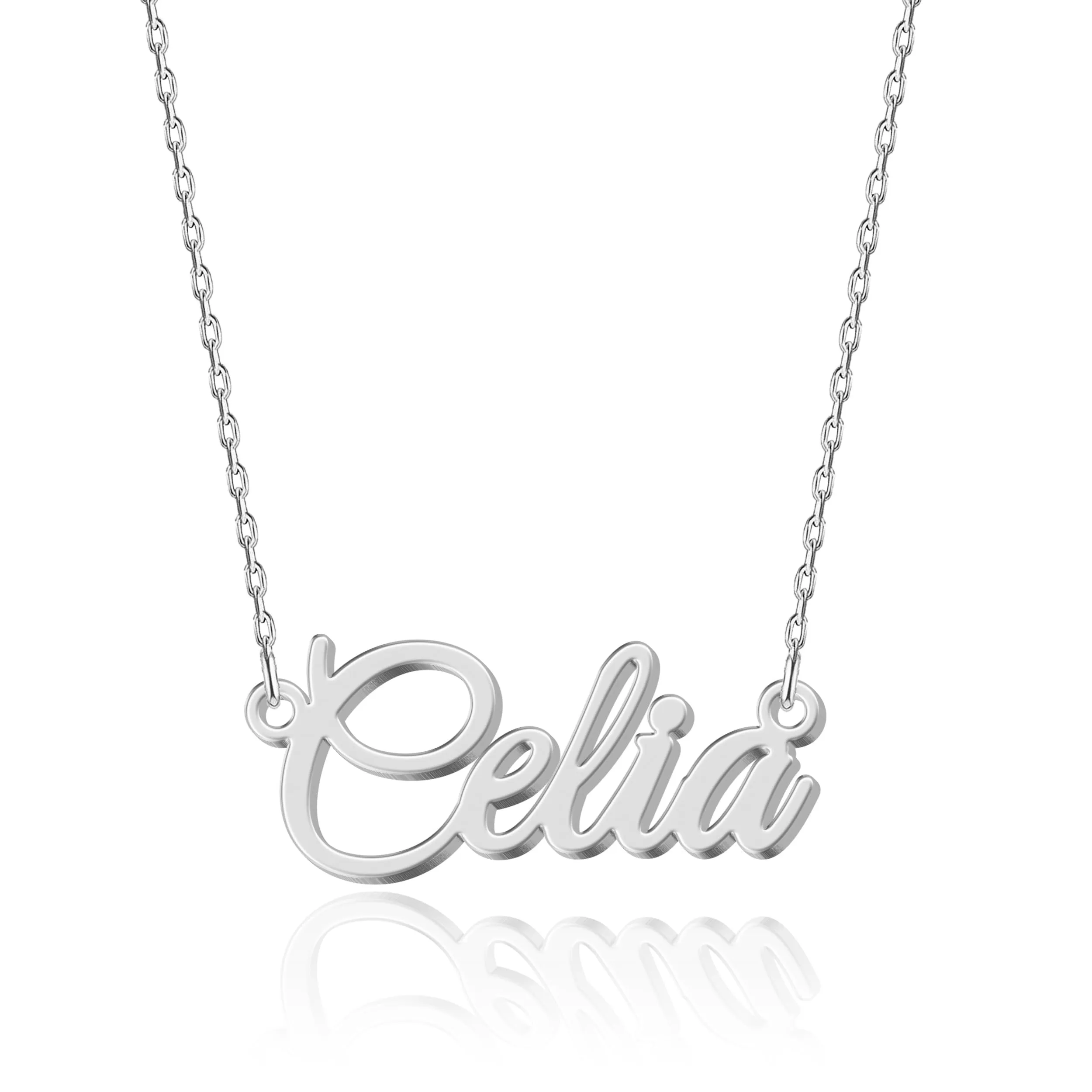 UMAGICBOX Collana in Argento Personalizzata con Nome Celia - Pendente in Acciaio Inossidabile Inciso su Misura per Donne - Regalo per Compleanni, Anniversari, Lauree e San Valentino - immagine 1