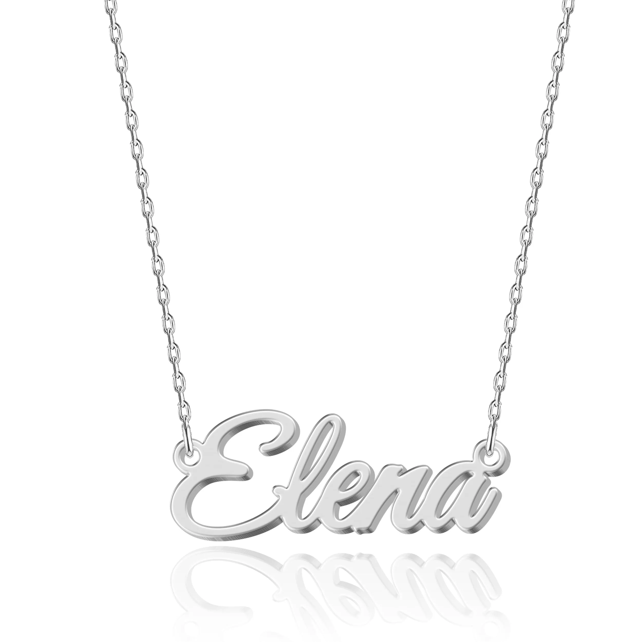 UMAGICBOX Collana in Argento Personalizzata con Nome Elena - Pendente in Acciaio Inossidabile Inciso su Misura per Donne - Regalo per Compleanni, Anniversari, Lauree e San Valentino - immagine 1