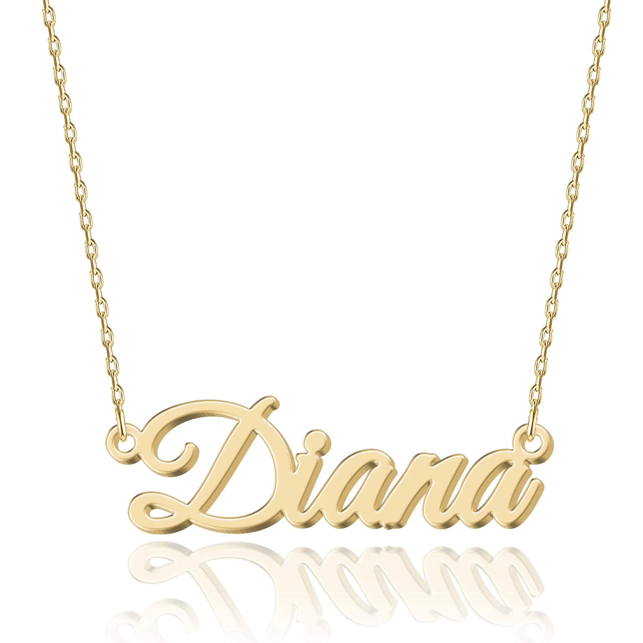 UMAGICBOX Collana Nome Personalizzata in Oro 18K Diana - Pendente Personalizzabile Inciso in Acciaio Inox per Donne - Regalo per Compleanni, Anniversari, Lauree e San Valentino - immagine 1