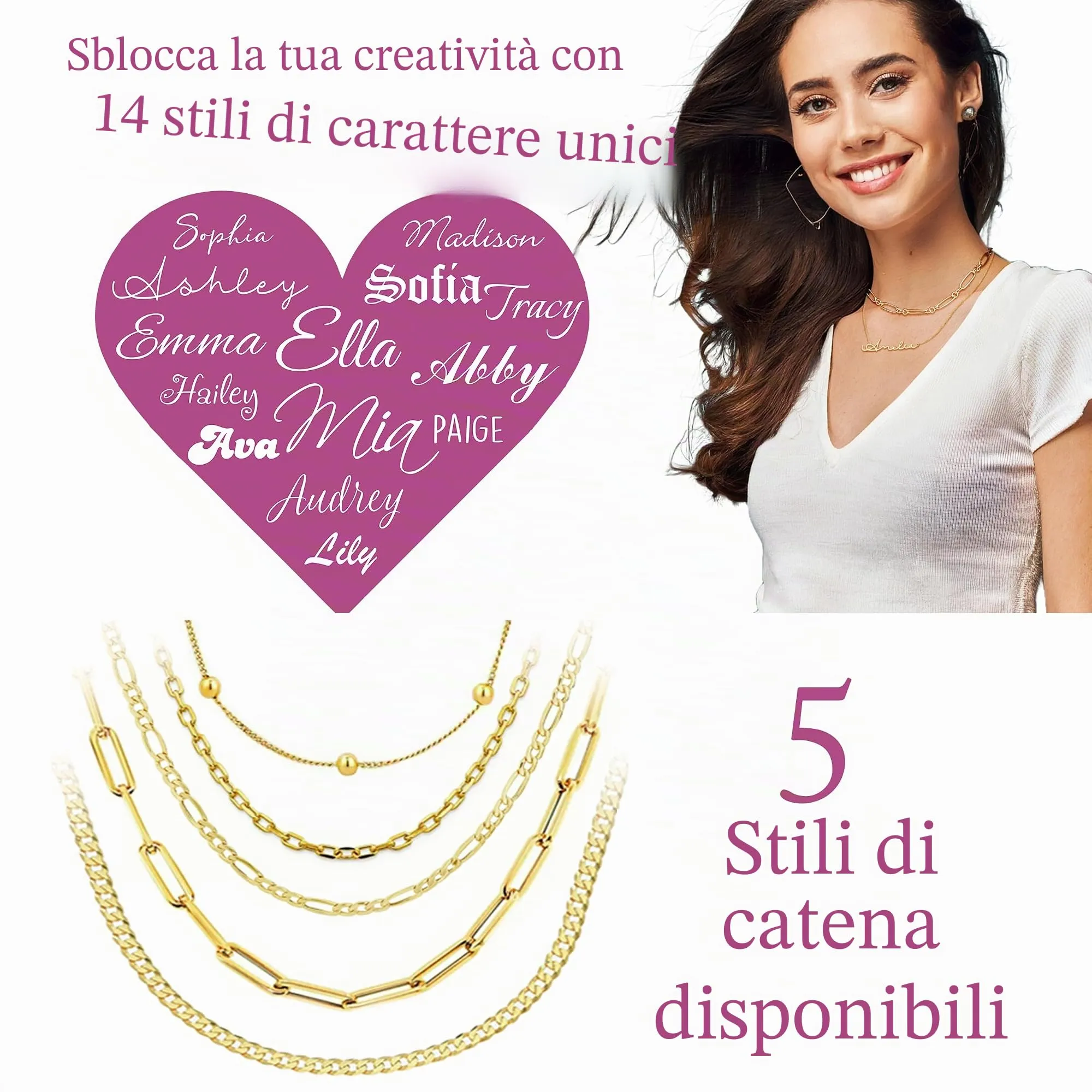 UMAGICBOX Collana in Argento Personalizzata con Nome - Pendente in Argento Sterling/Acciaio Inossidabile Inciso su Misura per Donne, Regalo per Compleanni, Anniversari, Lauree e San Valentino - immagine 2