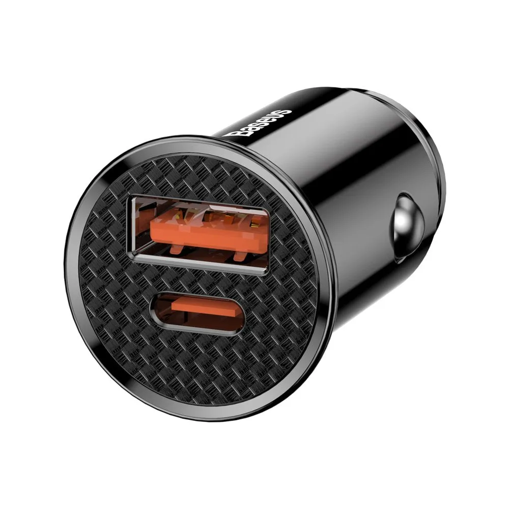 Caricabatterie da auto Baseus, 30W, 3A, 1 x USB-A - 1 x USB-C, nero CCALL-YS01 - immagine 1