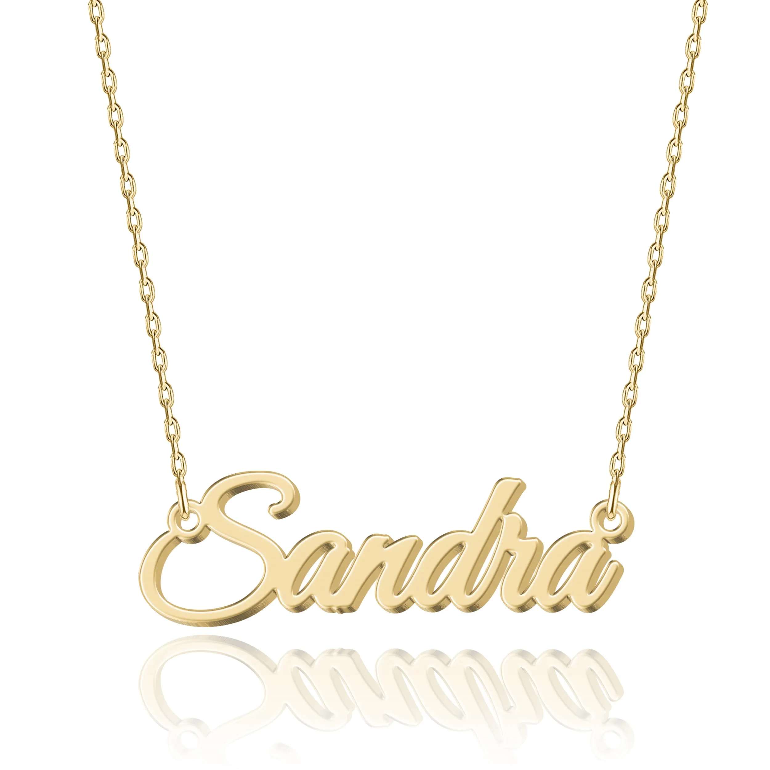 UMAGICBOX Collana Nome Personalizzata in Oro 18K Sandra - Pendente Personalizzabile Inciso in Acciaio Inox per Donne - Regalo per Compleanni, Anniversari, Lauree e San Valentino - immagine 1