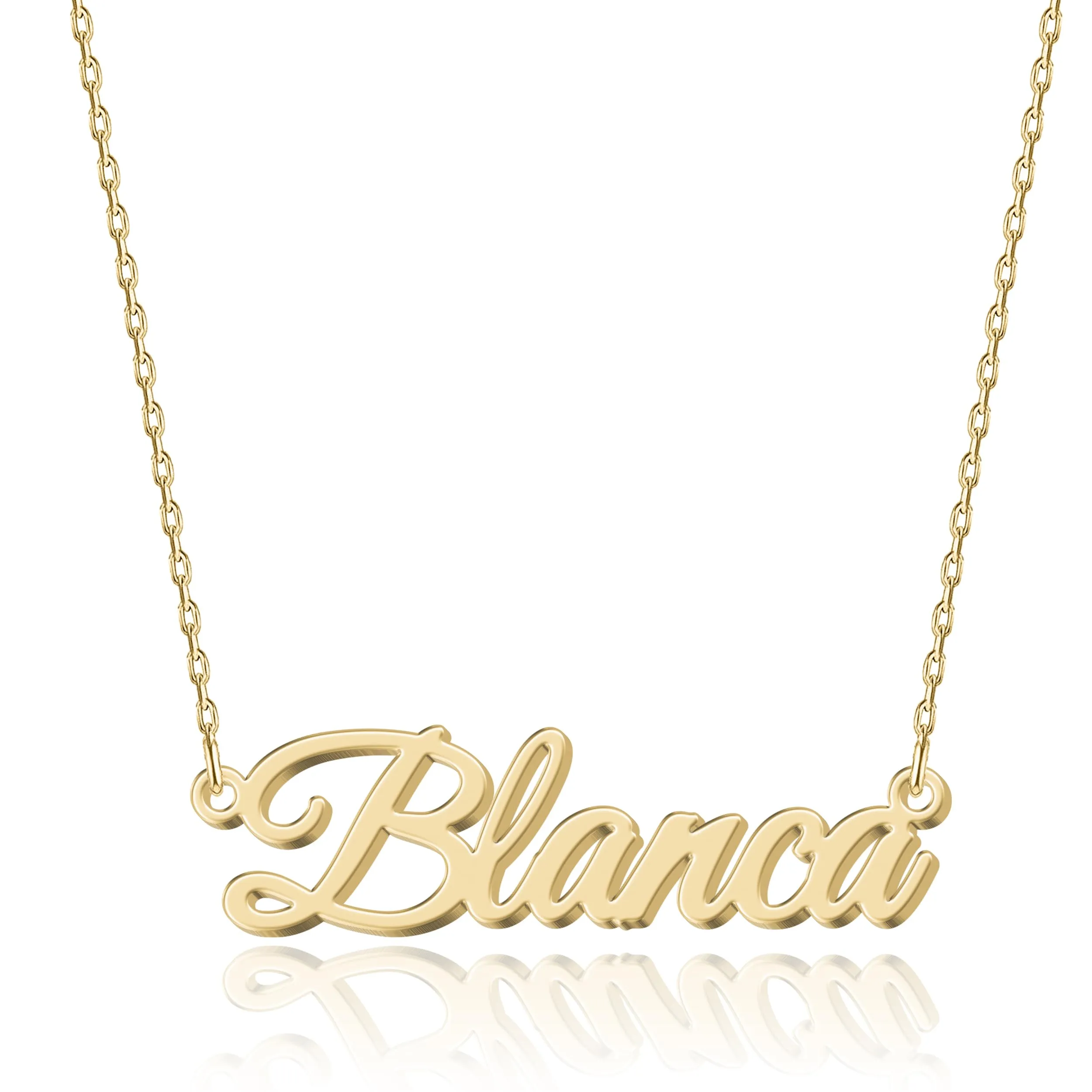UMAGICBOX Collana Nome Personalizzata in Oro 18K Blanca - Pendente Personalizzabile Inciso in Acciaio Inox per Donne - Regalo per Compleanni, Anniversari, Lauree e San Valentino - immagine 1