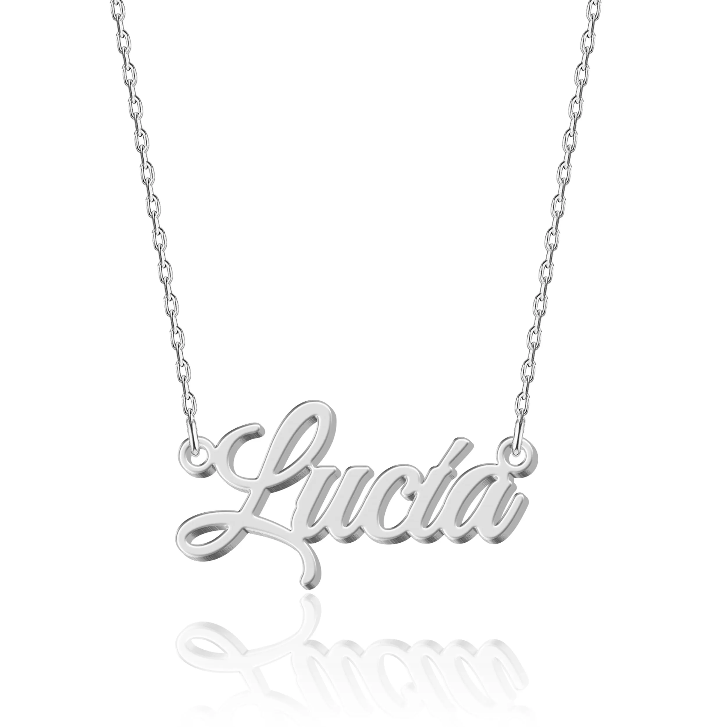UMAGICBOX Collana in Argento Personalizzata con Nome Lucía - Pendente in Acciaio Inossidabile Inciso su Misura per Donne - Regalo per Compleanni, Anniversari, Lauree e San Valentino - immagine 1