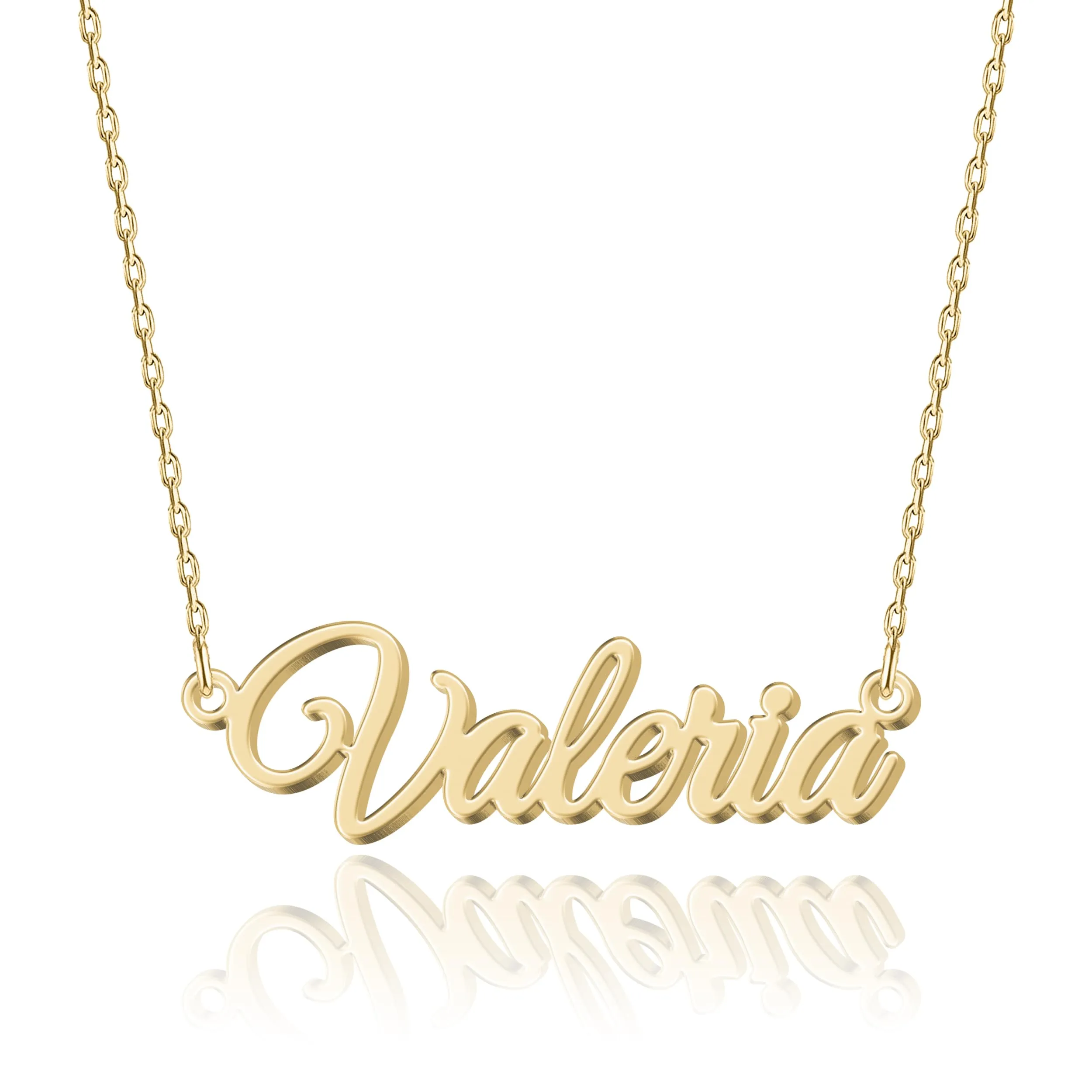 UMAGICBOX Collana Nome Personalizzata in Oro 18K Valeria - Pendente Personalizzabile Inciso in Acciaio Inox per Donne - Regalo per Compleanni, Anniversari, Lauree e San Valentino - immagine 1