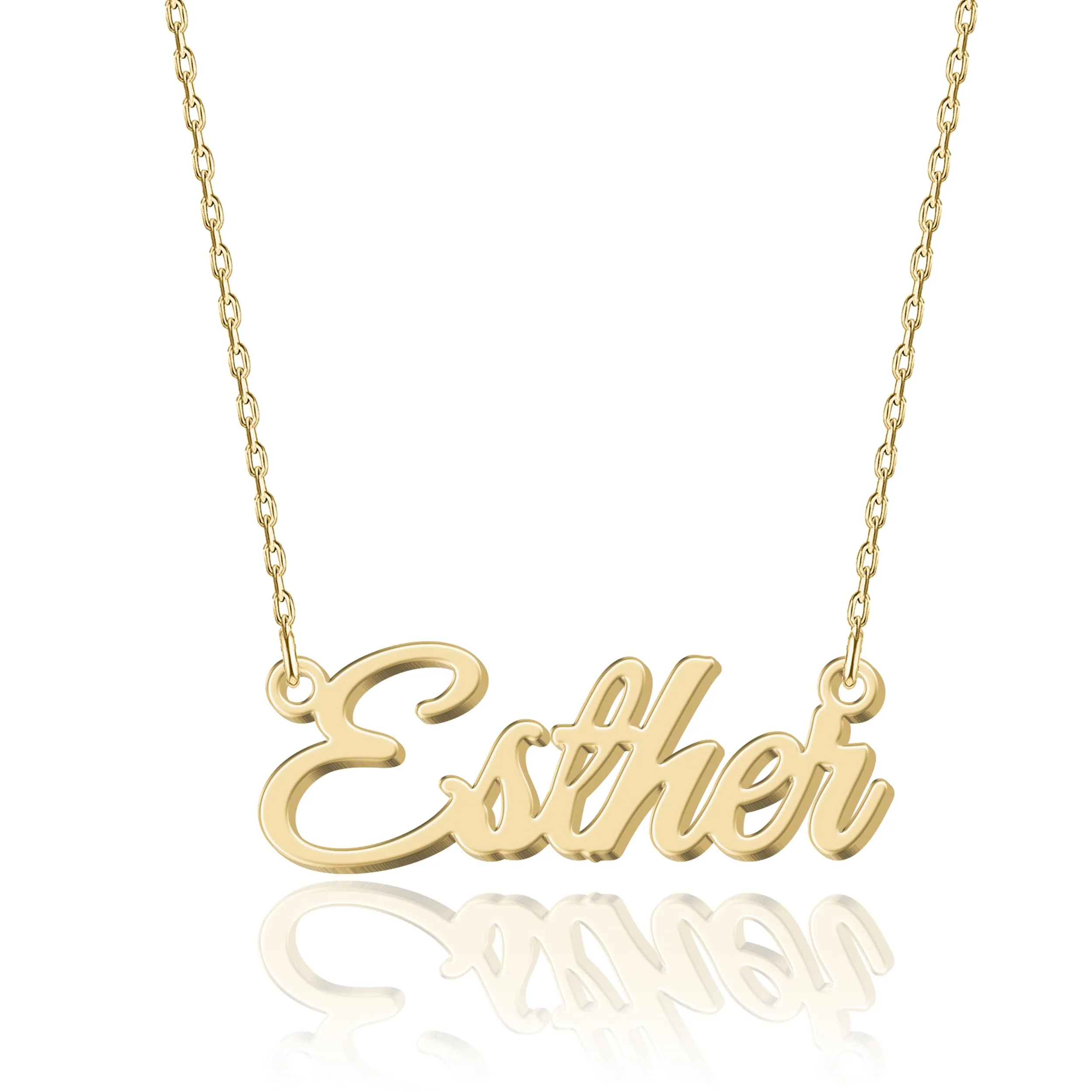 UMAGICBOX Collana Nome Personalizzata in Oro 18K Esther - Pendente Personalizzabile Inciso in Acciaio Inox per Donne - Regalo per Compleanni, Anniversari, Lauree e San Valentino - immagine 1