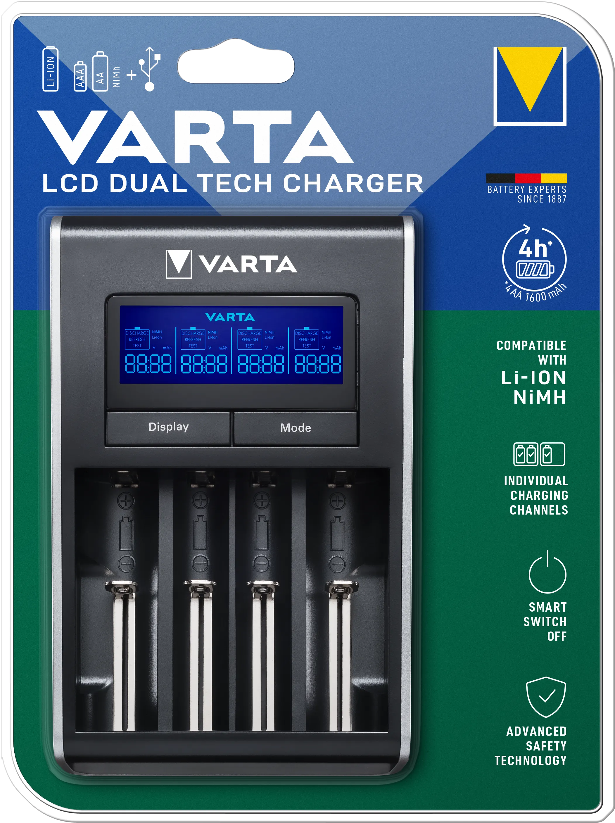 Caricabatterie Batterie Varta, AA / AAA, Nero - immagine 1