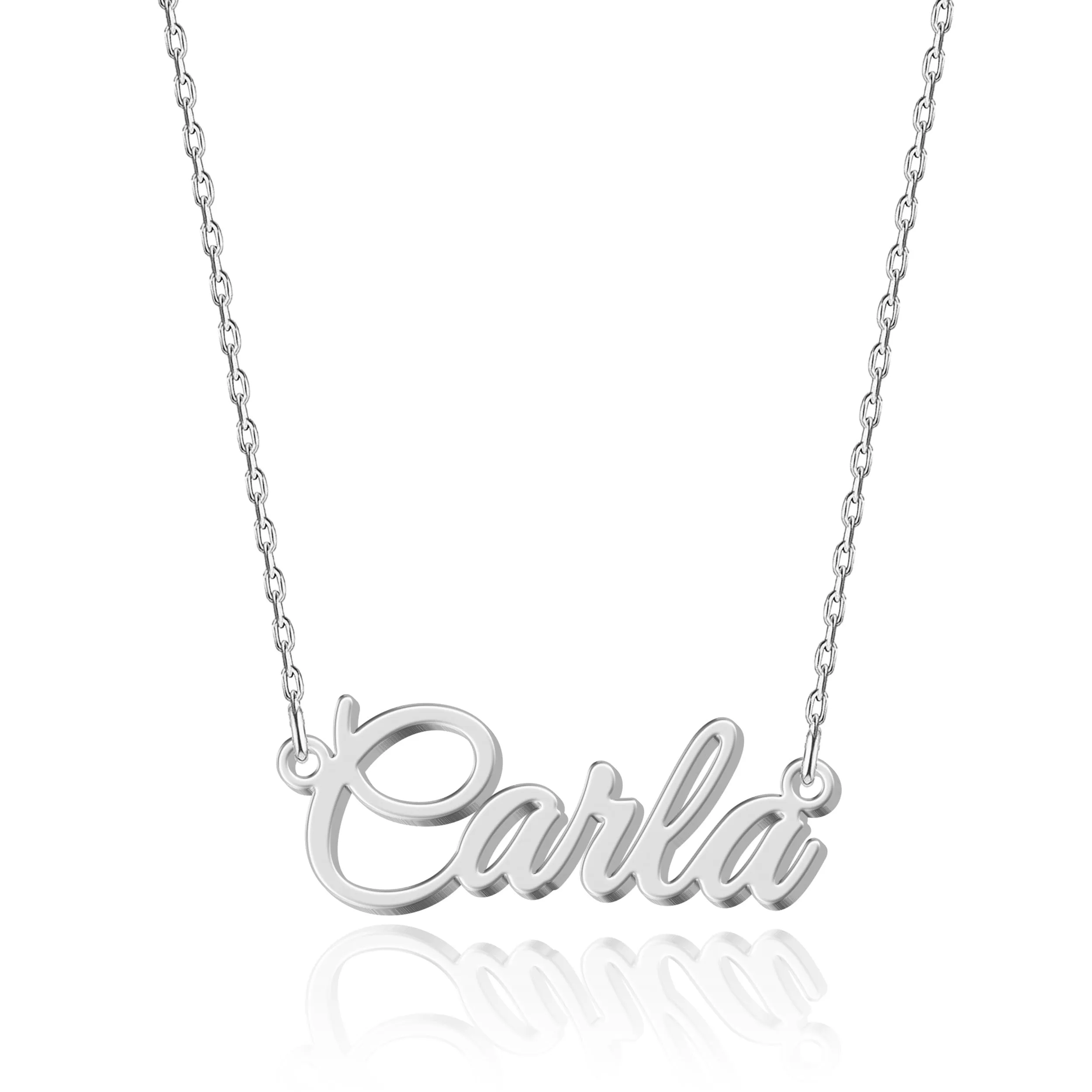 UMAGICBOX Collana in Argento Personalizzata con Nome Carla - Pendente in Acciaio Inossidabile Inciso su Misura per Donne - Regalo per Compleanni, Anniversari, Lauree e San Valentino - immagine 1