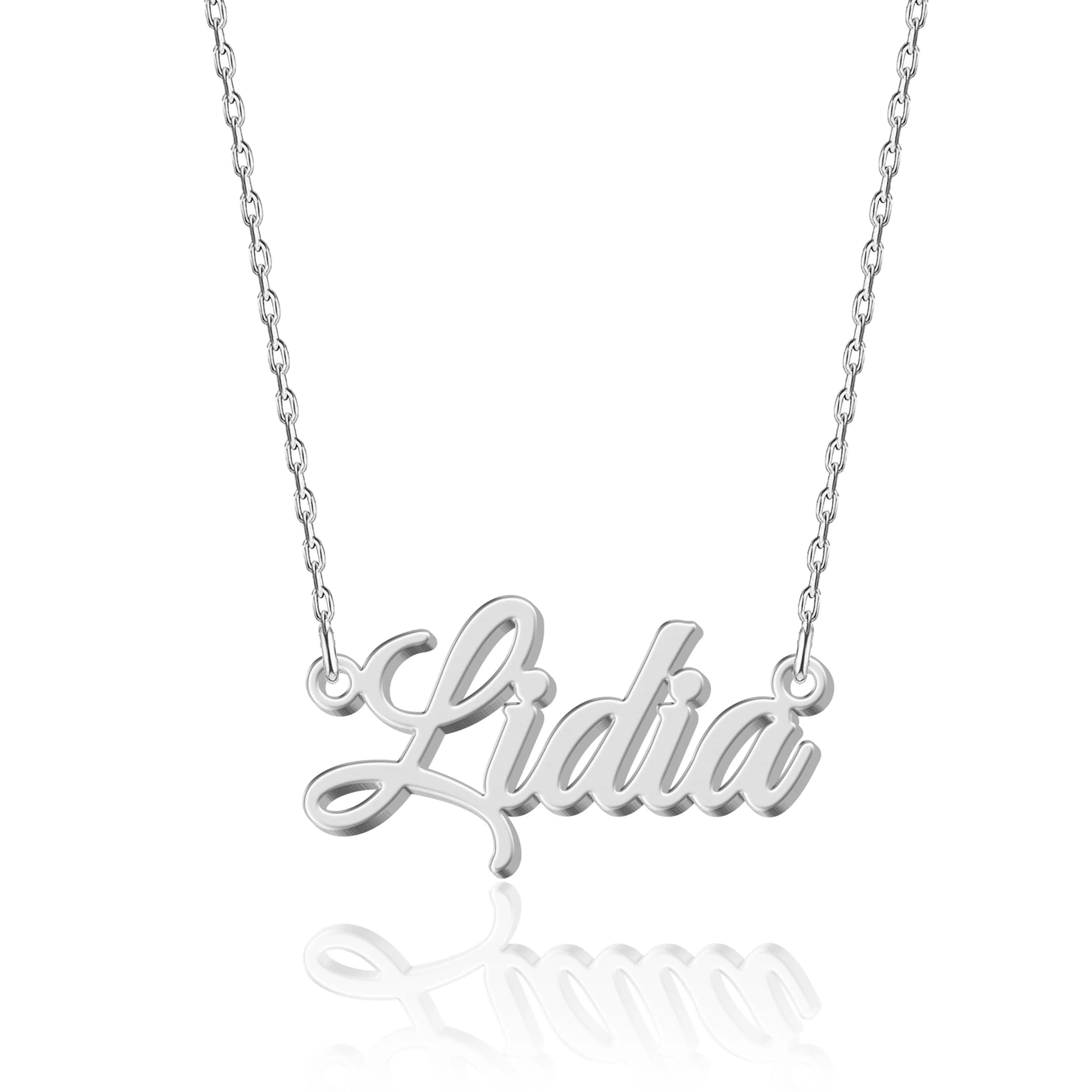UMAGICBOX Collana in Argento Personalizzata con Nome Lidia - Pendente in Acciaio Inossidabile Inciso su Misura per Donne - Regalo per Compleanni, Anniversari, Lauree e San Valentino - immagine 1