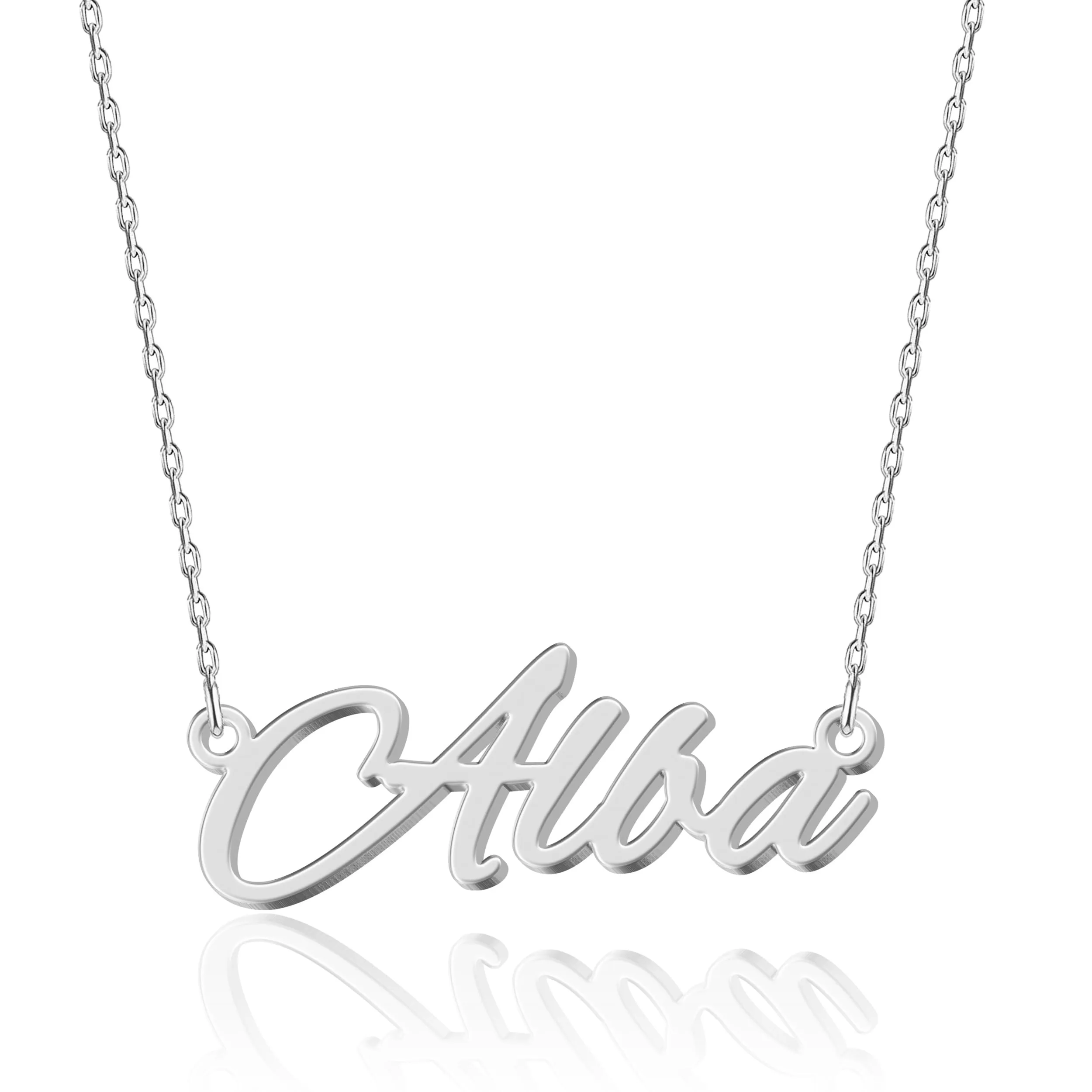 UMAGICBOX Collana in Argento Personalizzata con Nome Alba - Pendente in Acciaio Inossidabile Inciso su Misura per Donne - Regalo per Compleanni, Anniversari, Lauree e San Valentino - immagine 1