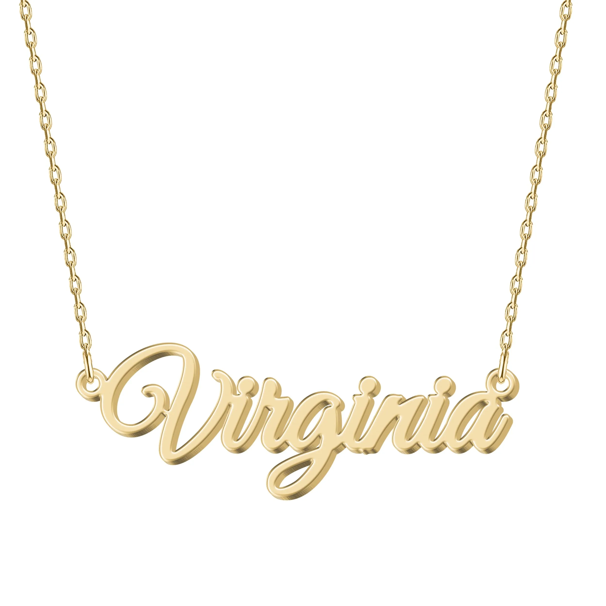 UMAGICBOX Collana Nome Personalizzata in Oro 18K Virginia - Pendente Personalizzabile Inciso in Acciaio Inox per Donne - Regalo per Compleanni, Anniversari, Lauree e San Valentino - immagine 1
