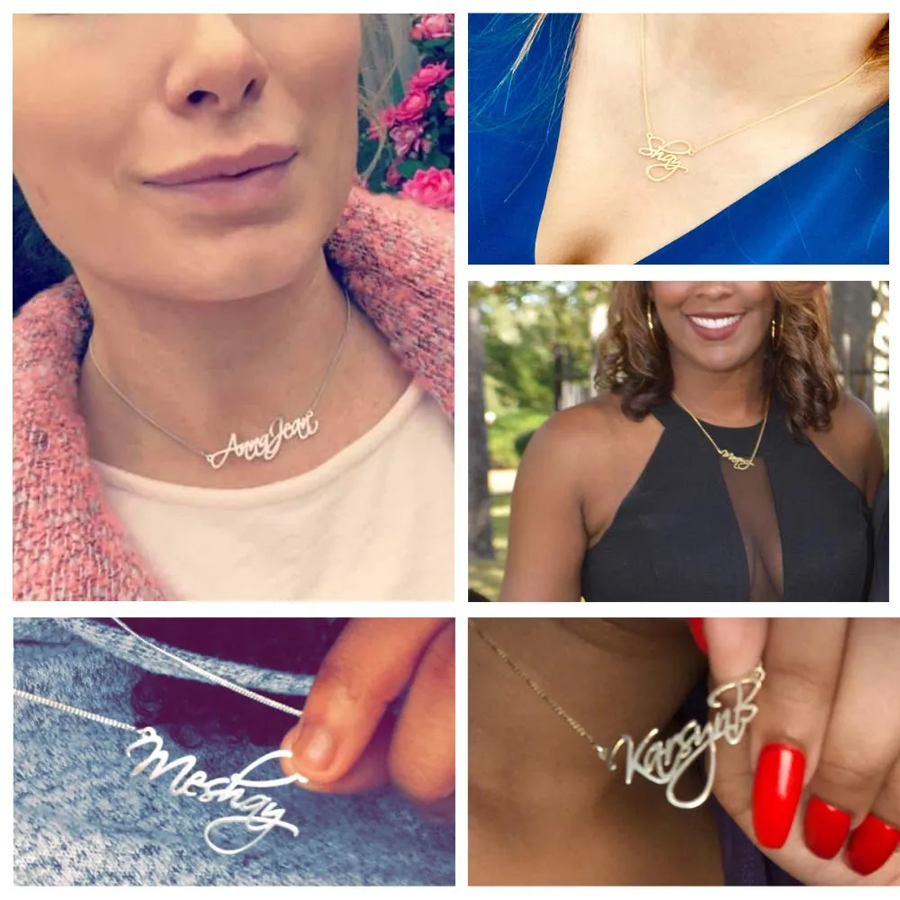 UMAGICBOX Collana Nome Personalizzata in Oro 18K Ainhoa - Pendente Personalizzabile Inciso in Acciaio Inox per Donne - Regalo per Compleanni, Anniversari, Lauree e San Valentino - immagine 4