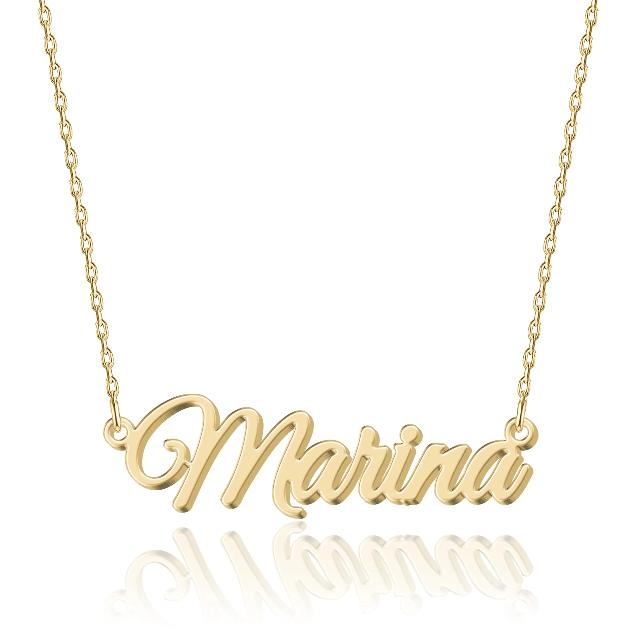 UMAGICBOX Collana Nome Personalizzata in Oro 18K Marina - Pendente Personalizzabile Inciso in Acciaio Inox per Donne - Regalo per Compleanni, Anniversari, Lauree e San Valentino - immagine 1