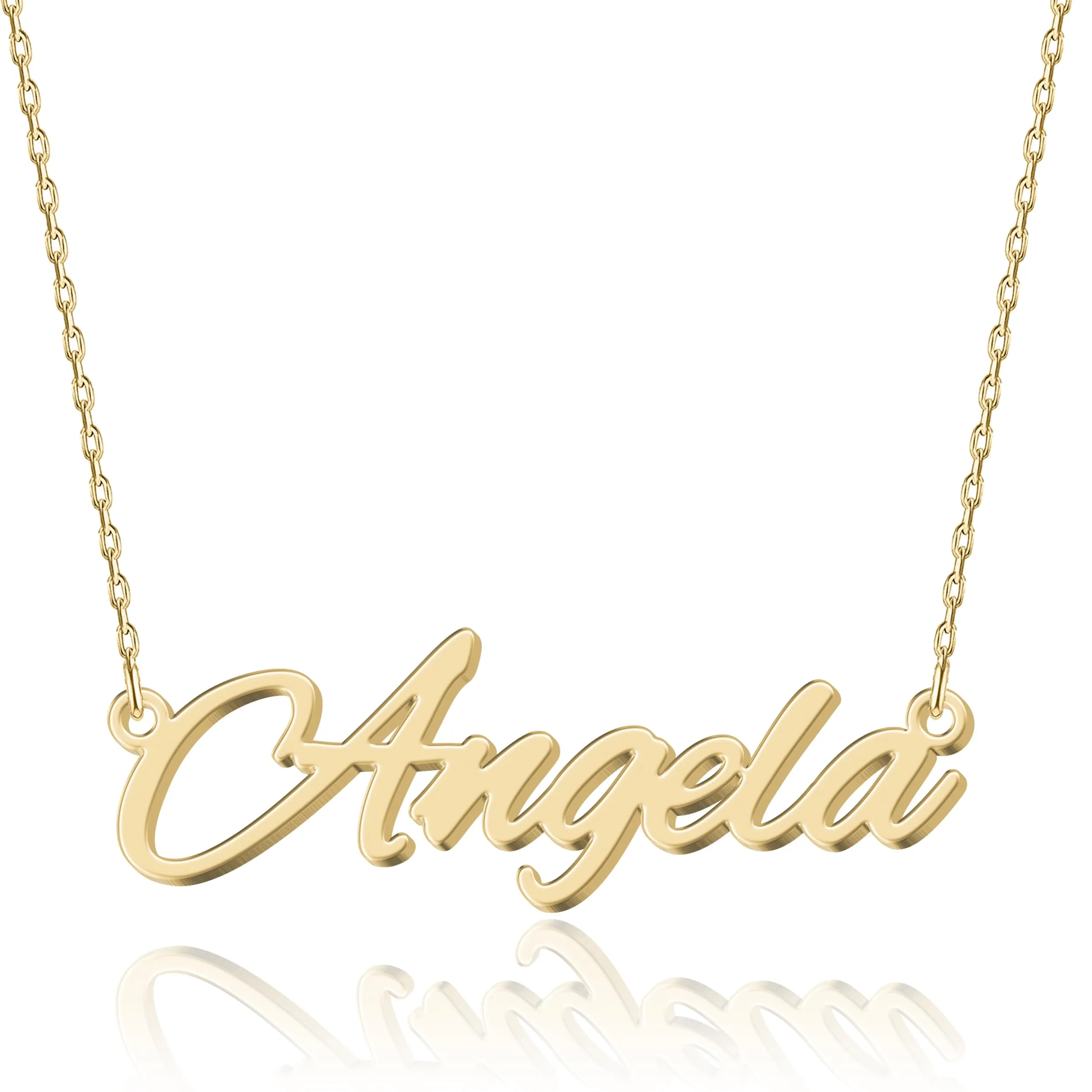 UMAGICBOX Collana Nome Personalizzata in Oro 18K Angela - Pendente Personalizzabile Inciso in Acciaio Inox per Donne - Regalo per Compleanni, Anniversari, Lauree e San Valentino - immagine 1