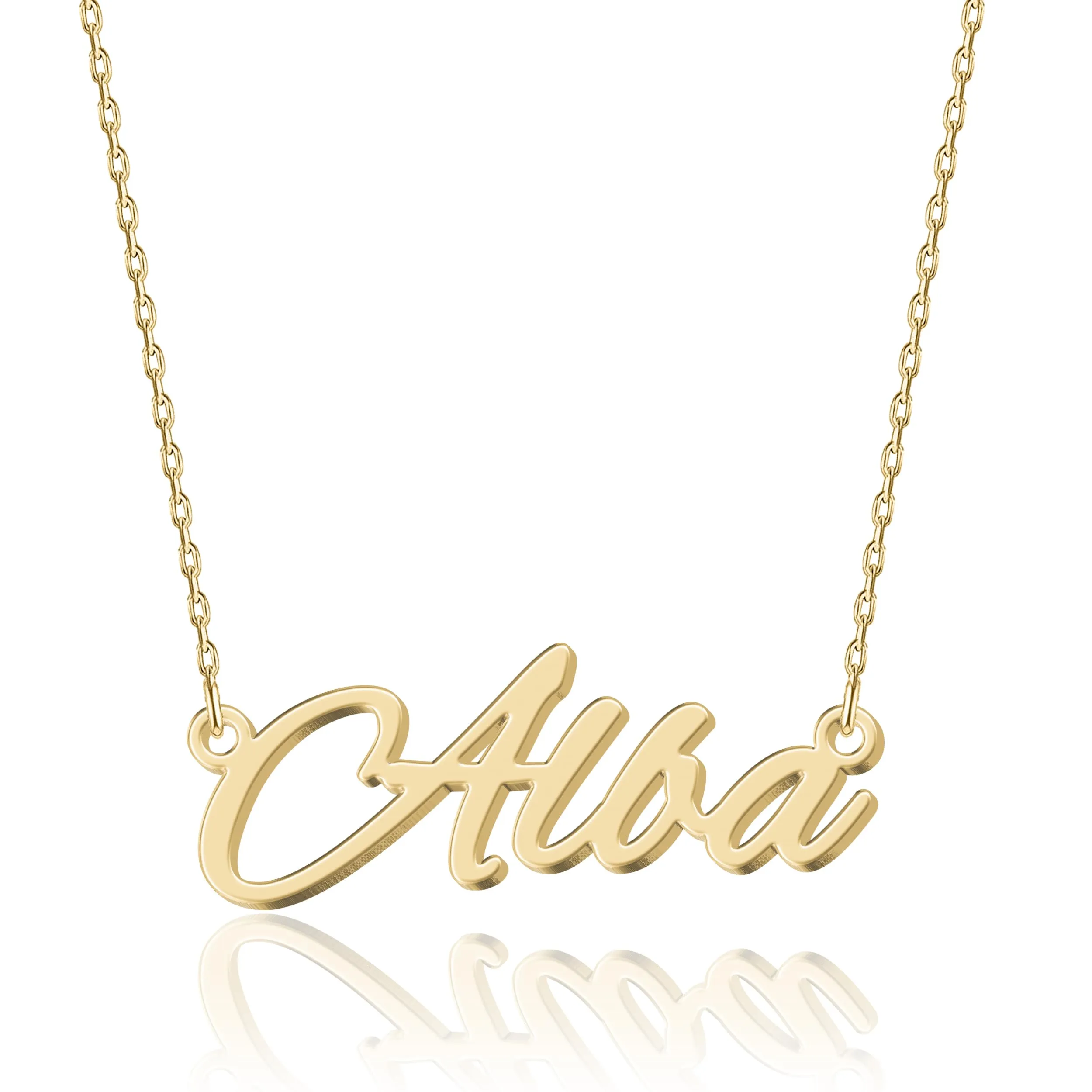 UMAGICBOX Collana Nome Personalizzata in Oro 18K Alba - Pendente Personalizzabile Inciso in Acciaio Inox per Donne - Regalo per Compleanni, Anniversari, Lauree e San Valentino - immagine 1