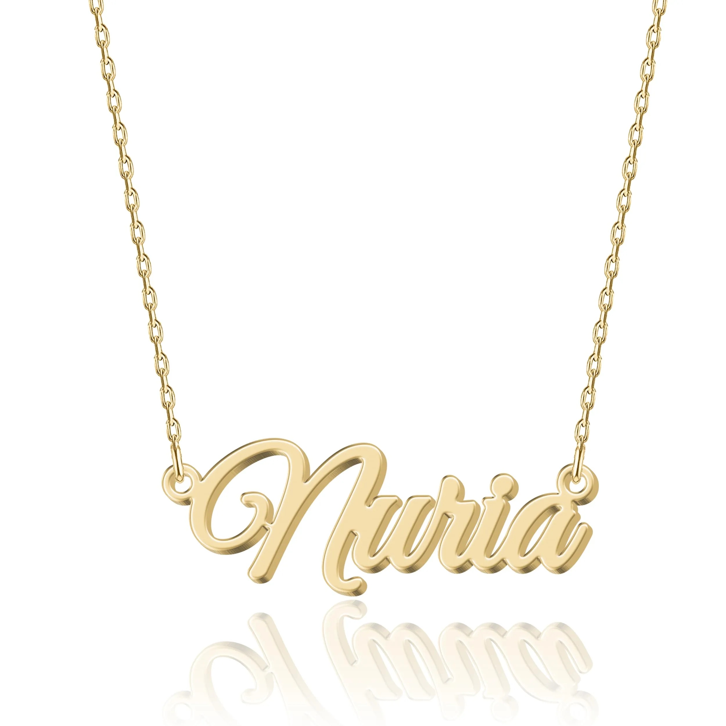 UMAGICBOX Collana Nome Personalizzata in Oro 18K Nuria - Pendente Personalizzabile Inciso in Acciaio Inox per Donne - Regalo per Compleanni, Anniversari, Lauree e San Valentino - immagine 1