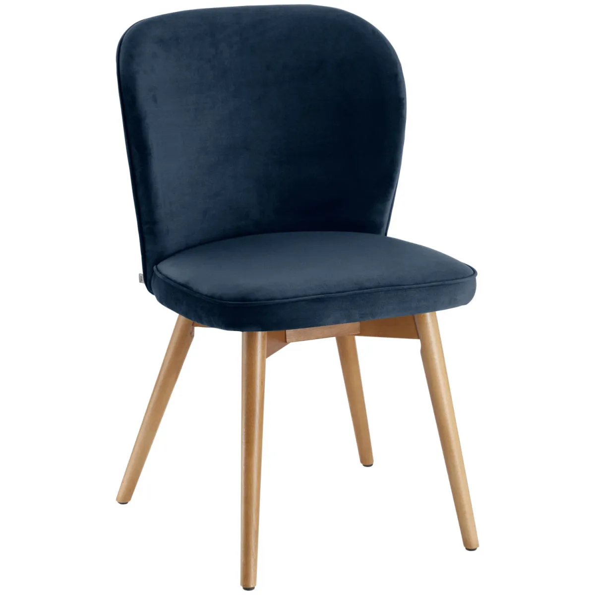 2x VEGA Sedia Lian in velluto; 56x58x86 cm (LxPxH); seduta blu scuro, struttura marrone chiaro; 2 pz. / Pacco - immagine 1