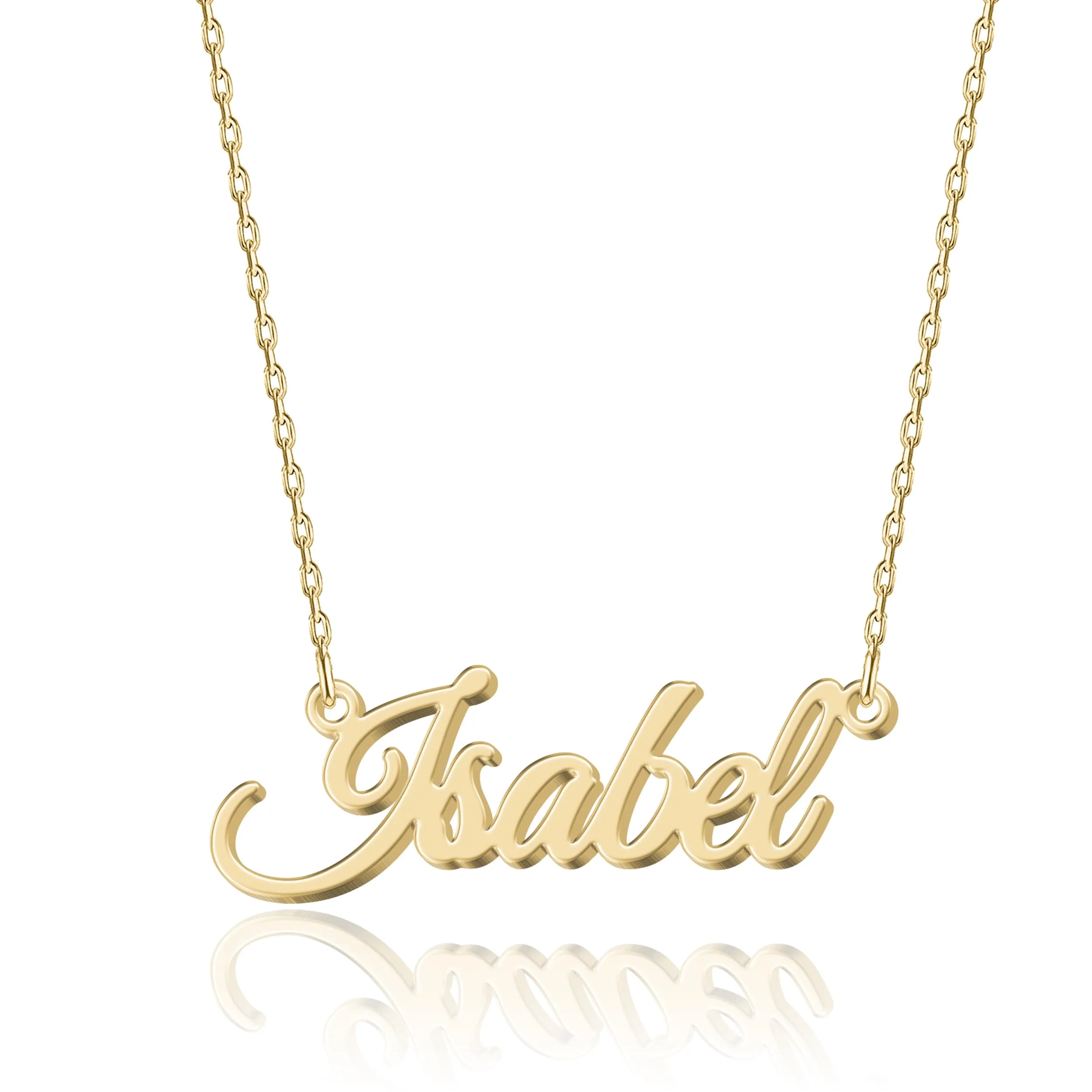 UMAGICBOX Collana Nome Personalizzata in Oro 18K Isabel - Pendente Personalizzabile Inciso in Acciaio Inox per Donne - Regalo per Compleanni, Anniversari, Lauree e San Valentino - immagine 1