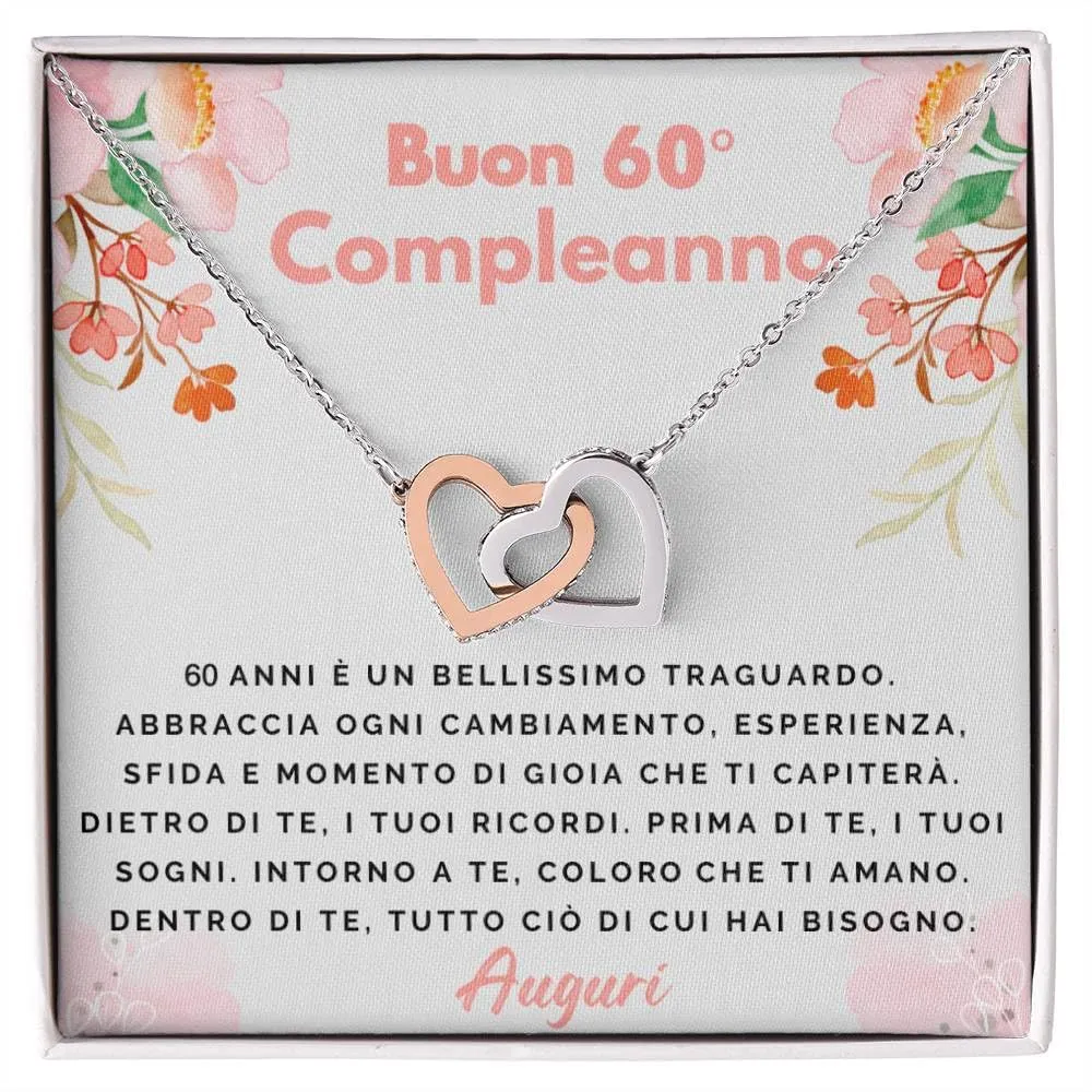 Bramart Collana Donna Compleanno 60 Anni Finitura in Oro, Argento Idee Regali per lei Festa Evento speciale - Cofanetto con DEDICA incluso (Oro - 60 Anni) - immagine 1