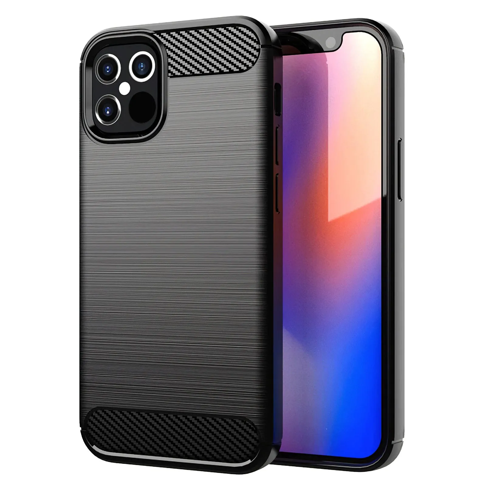 Custodia per Apple iPhone 12 / 12 Pro, OEM, Carbonio, Nera - immagine 1