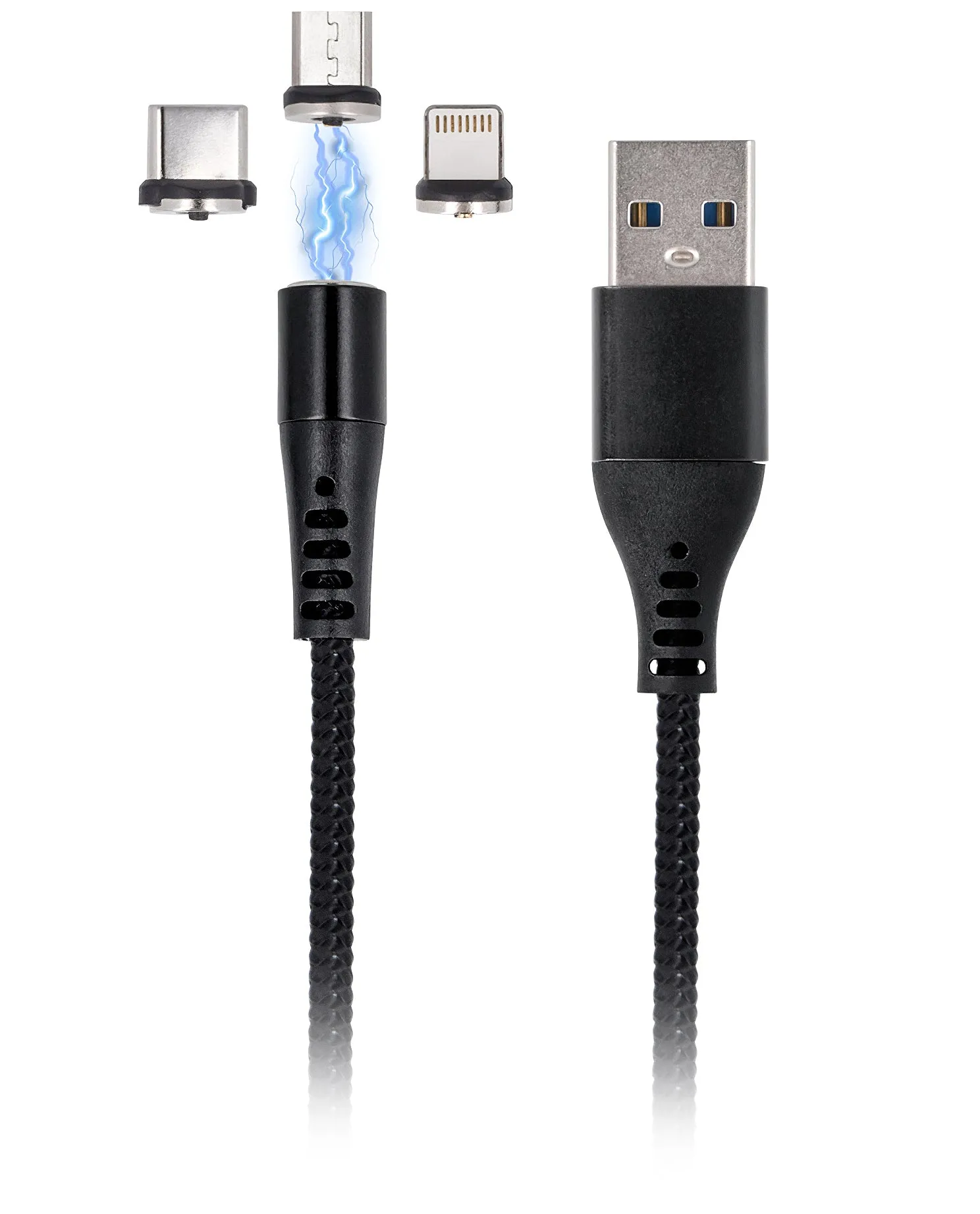 Cavo Dati e Ricarica USB-A - Lightning / microUSB / USB-C MaXlife MXUC-02-2 3in1, 18W, 1m, Nero - immagine 1