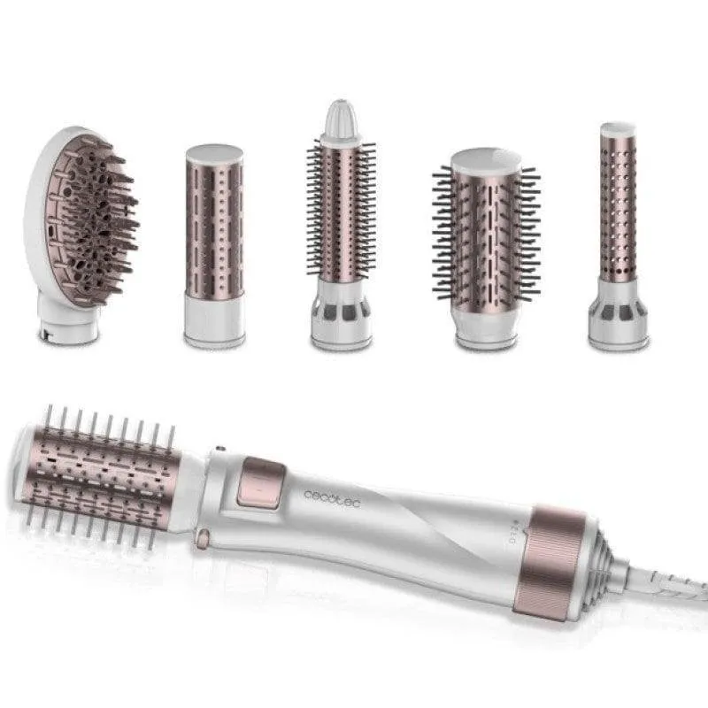Spazzole Modellanti Cecotec Bamba CeramicCare 5in1 Pro 1000W Ceramica Ionica 3 Temperature 5 Accessori Getto Aria Fredda Grigio Oro Rosato - immagine 1