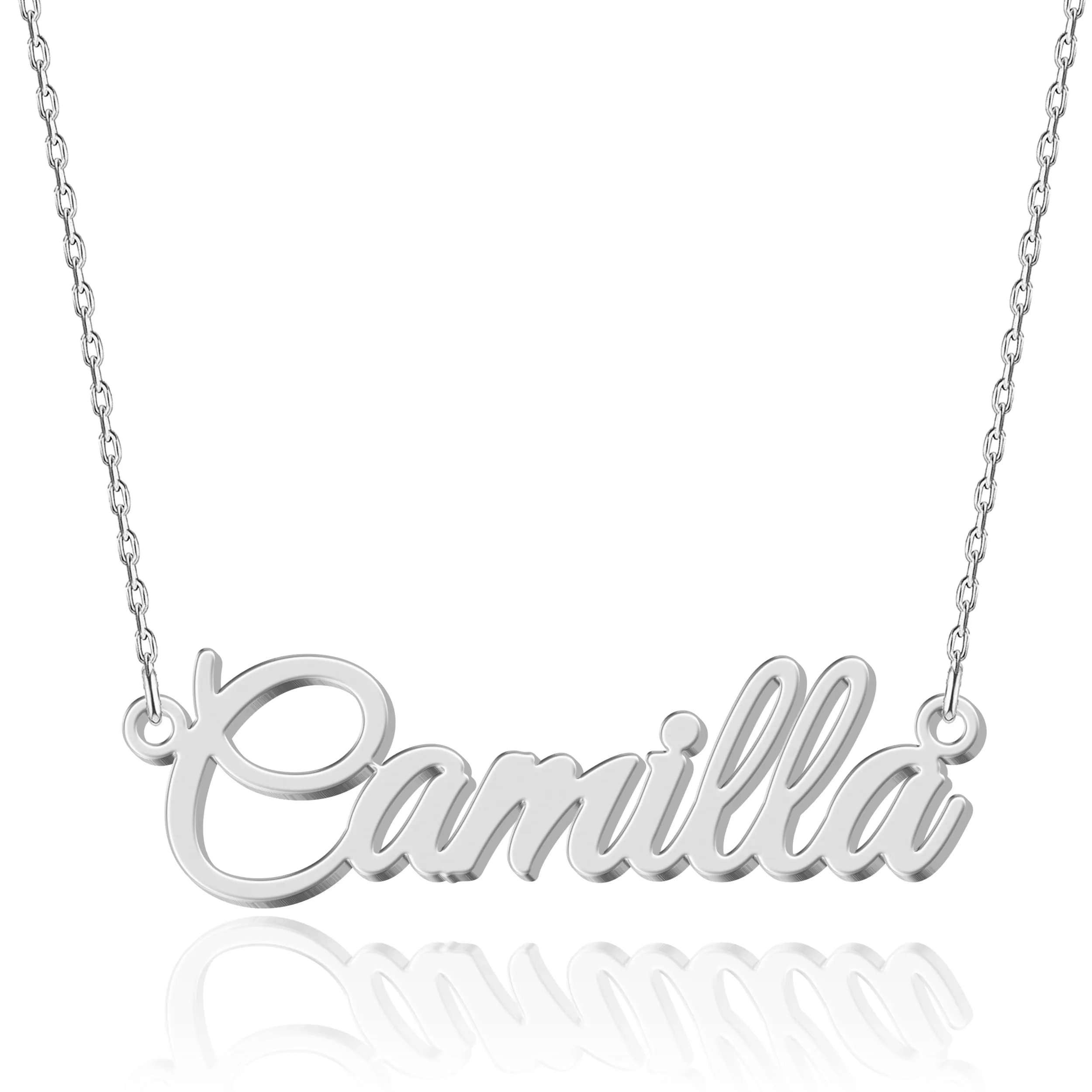 Collana con Nome Personalizzato Squisito | 14 Stili di Carattere a Scelta | Ciondolo in Acciaio Inox Placcato Oro 18K & Argento Sterling Personalizzabile | Idea Regalo Originale per Donna, 40 cm - immagine 1