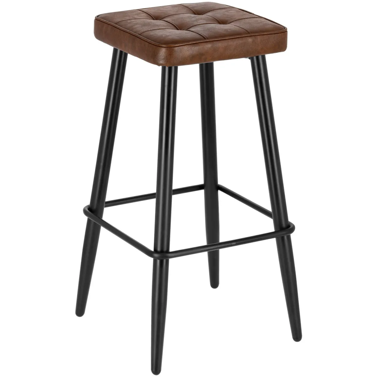 2x VEGA Sgabello Casto; 43x43x81 cm (LxPxH); seduta marrone, struttura nero; 2 pz. / Pacco - immagine 1