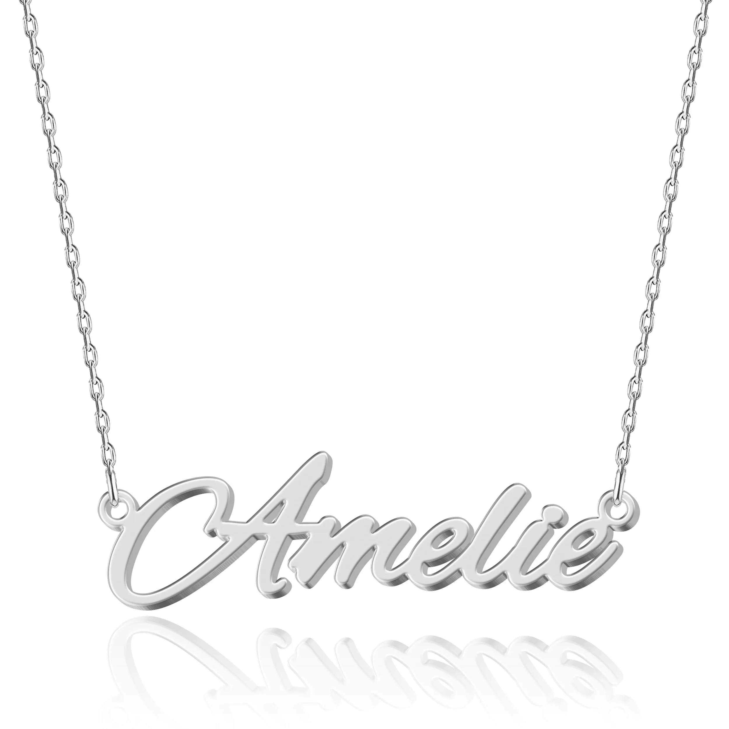 UMAGICBOX Collana personalizzabile con nome, 14 caratteri a scelta, ciondolo regolabile in acciaio inossidabile placcato oro 18 carati e argento Sterling, regalo indimenticabile per lei, 45 cm - immagine 1