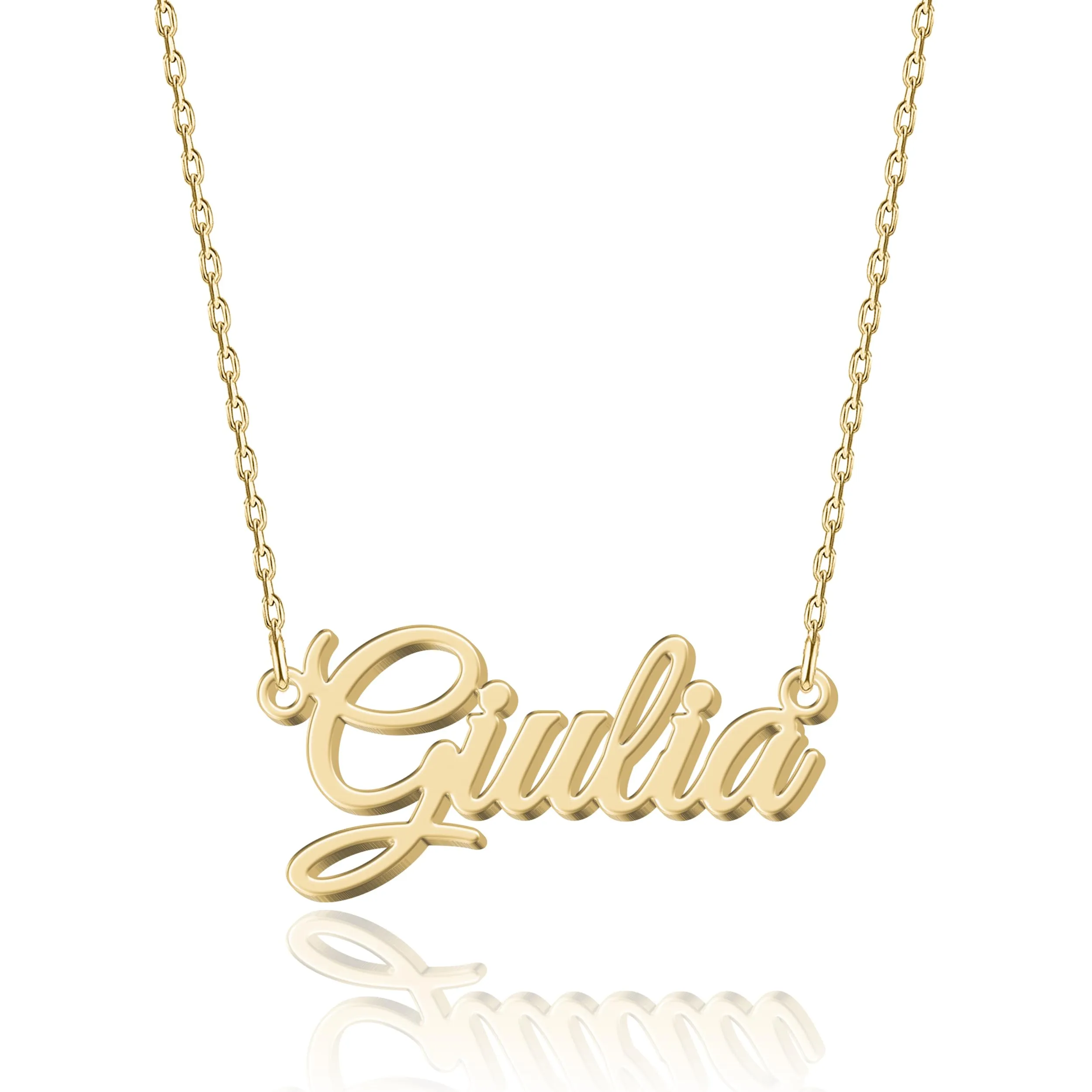 UMAGICBOX Collana Personalizzata con Nome | 14 Stili di Carattere | Ciondolo Personalizzabile in Acciaio Inossidabile Placcato in Oro 18K e Argento Sterling | Regalo per Lei - immagine 1