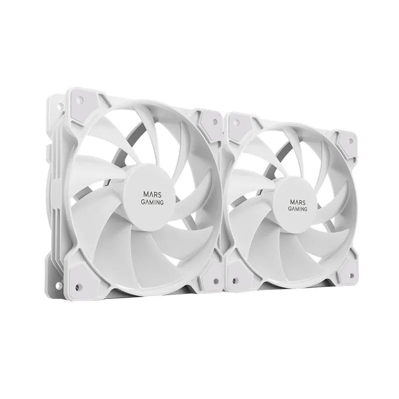 Mars Gaming MF-PWMX2 Kit 2 Ventole Ultra Silenziose da 120mm con Sistema Anti-Vibrazione Bianco - immagine 1