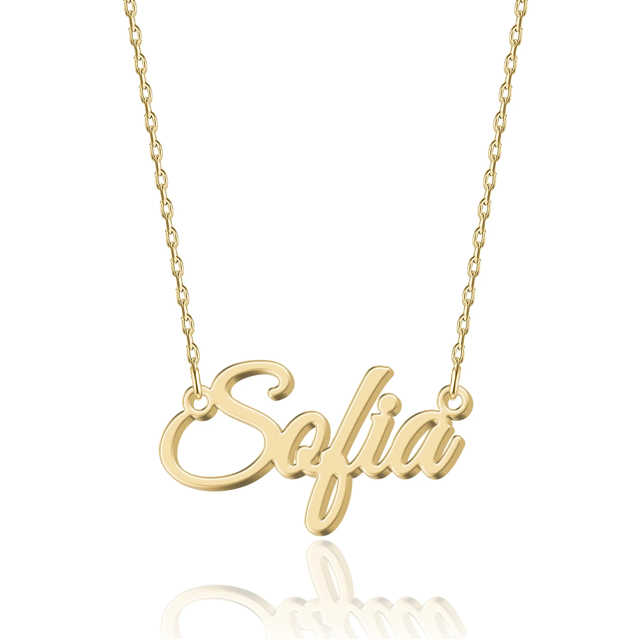 UMAGICBOX Collana con nome personalizzata, 14 caratteri tra cui scegliere, ciondolo personalizzabile in acciaio inossidabile placcato oro 18 carati e argento sterling | Regalo indimenticabile per te, - immagine 1