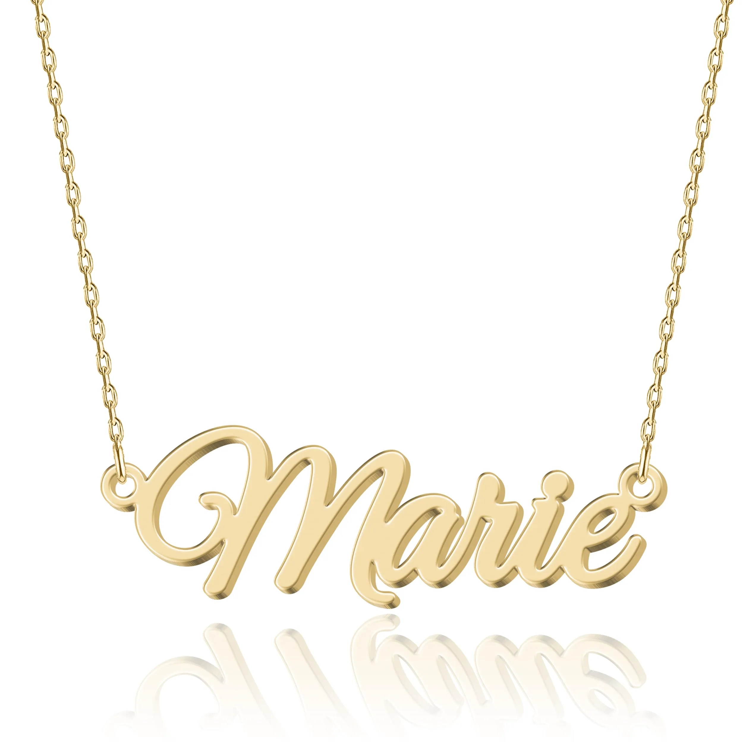 Collana con Nome Personalizzato Squisito | 14 Stili di Carattere a Scelta | Ciondolo in Acciaio Inox Placcato Oro 18K & Argento Sterling Personalizzabile | Idea Regalo Originale per Donna, M, Oro - immagine 1