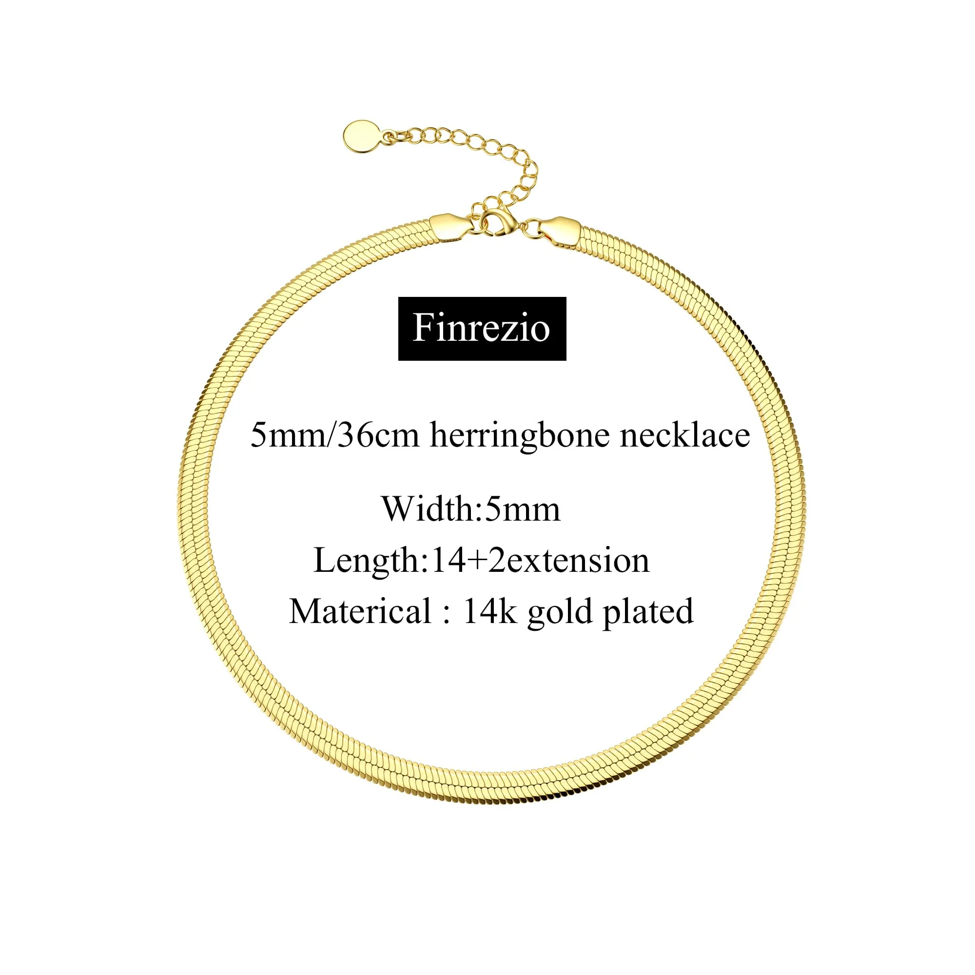 Finrezio Collana Placcato Oro 14 Carati Donna Catena Serpente - immagine 5